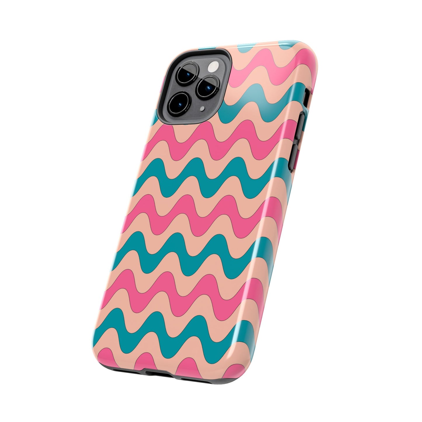 Retro Waves Pattern iPhone Case – Shockproof Design with Dual-Layer Protection