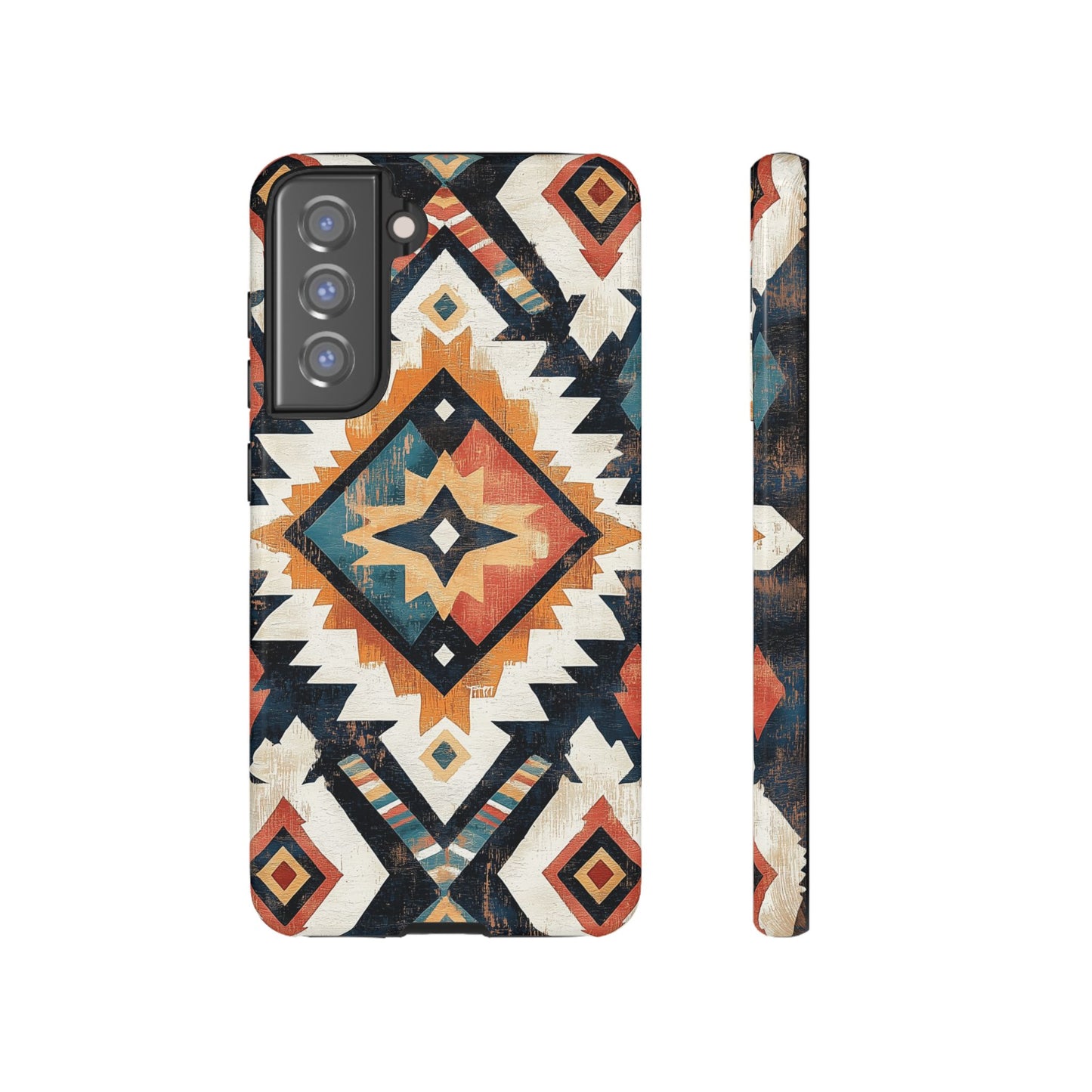 Vintage Southwestern Diamond Tough Samsung Galaxy Case – Rustic Tribal Design, Dual-Layer Protection