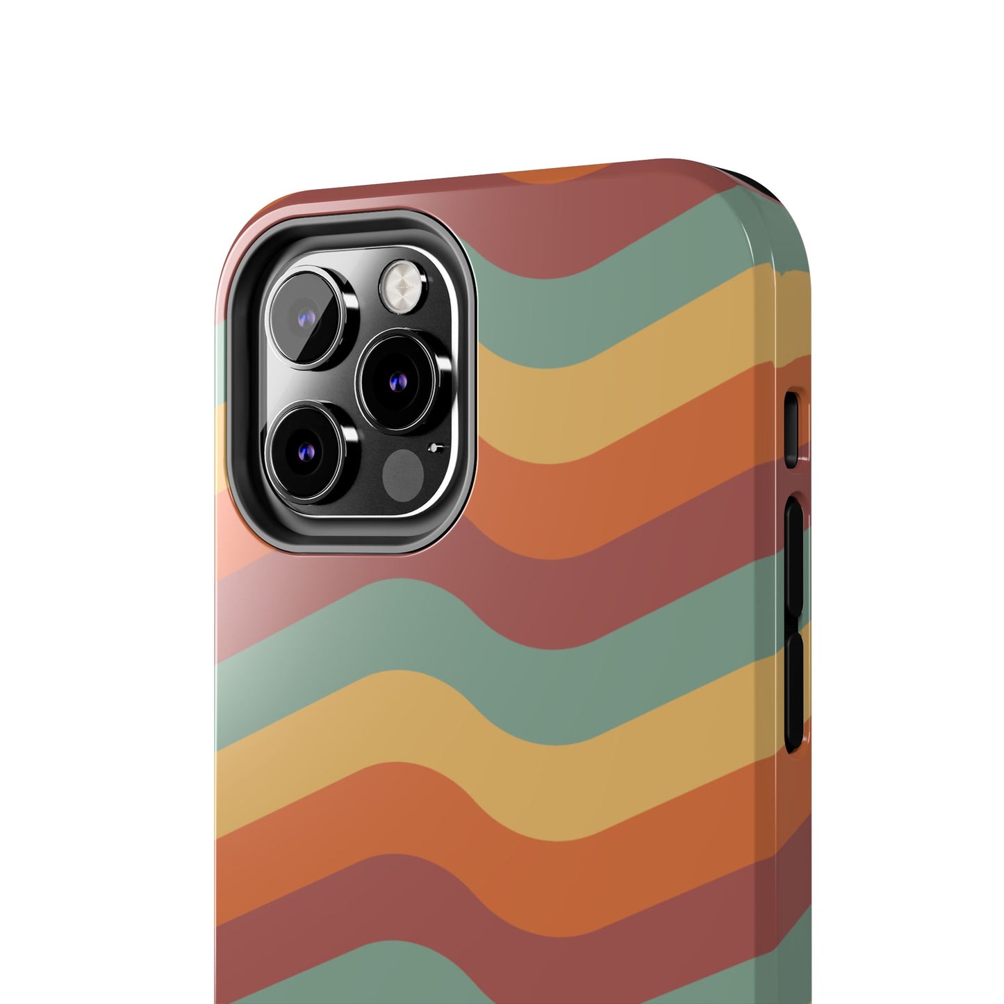 Retro Vibe Wavy Stripes iPhone Case – 70s-Inspired in Teal, Orange, and Rust