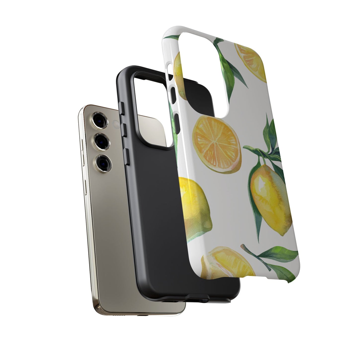 Lemon Grove Watercolor Tough Samsung Galaxy  Case – Fresh Citrus Design, Dual-Layer Protection