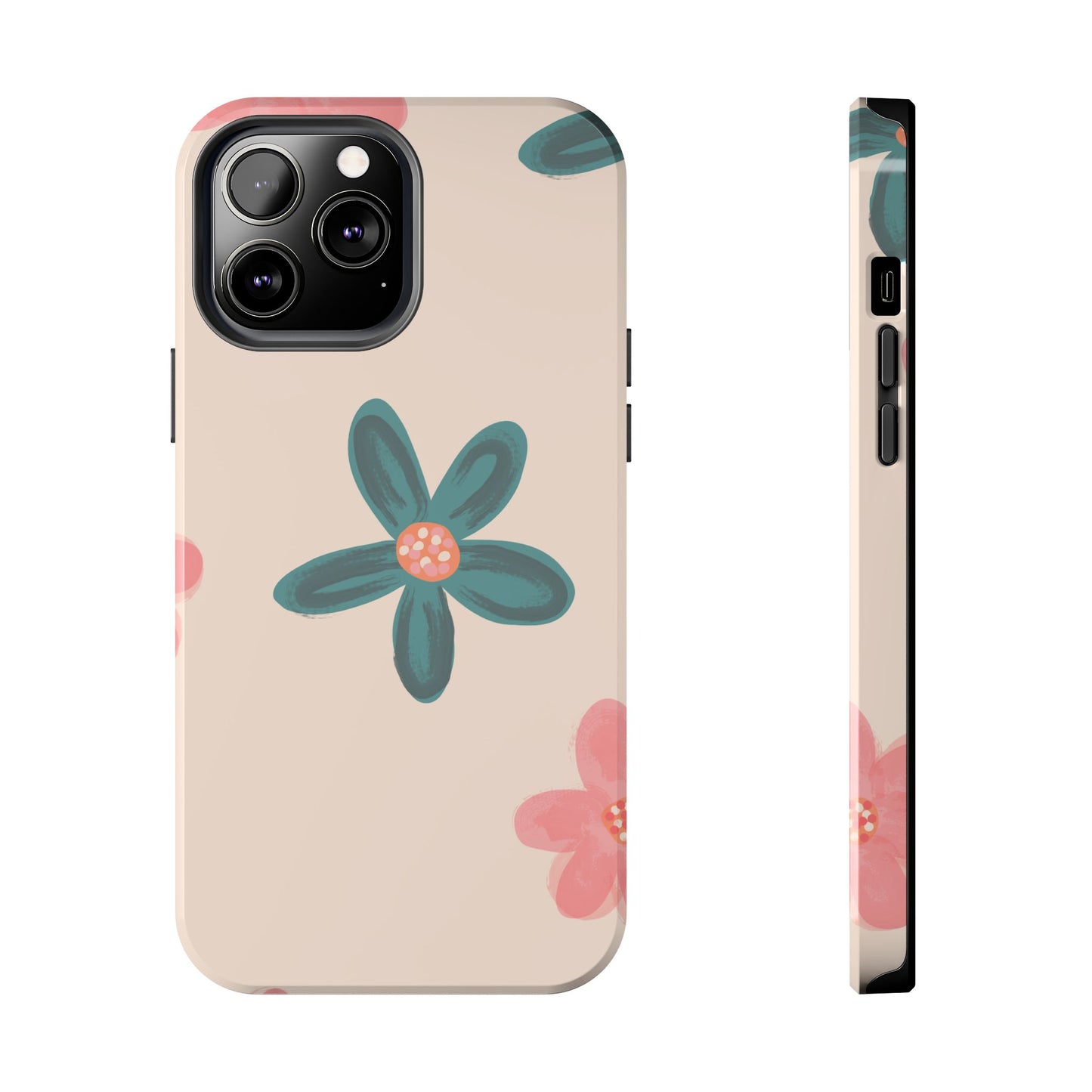 Vintage Floral Tough iPhone Case – Soft Matte Finish with Dual-Layer Protection