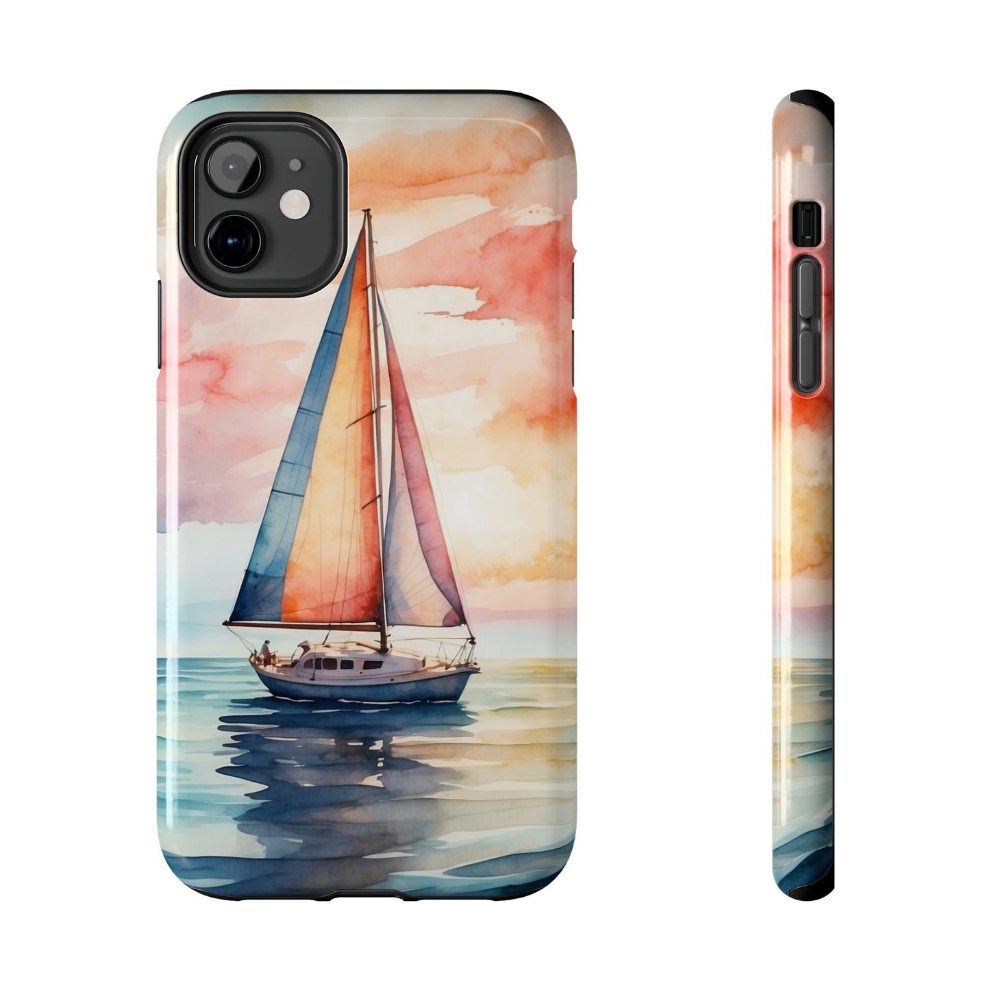 Sailboat Sunset iPhone Case – Vibrant Watercolor Design