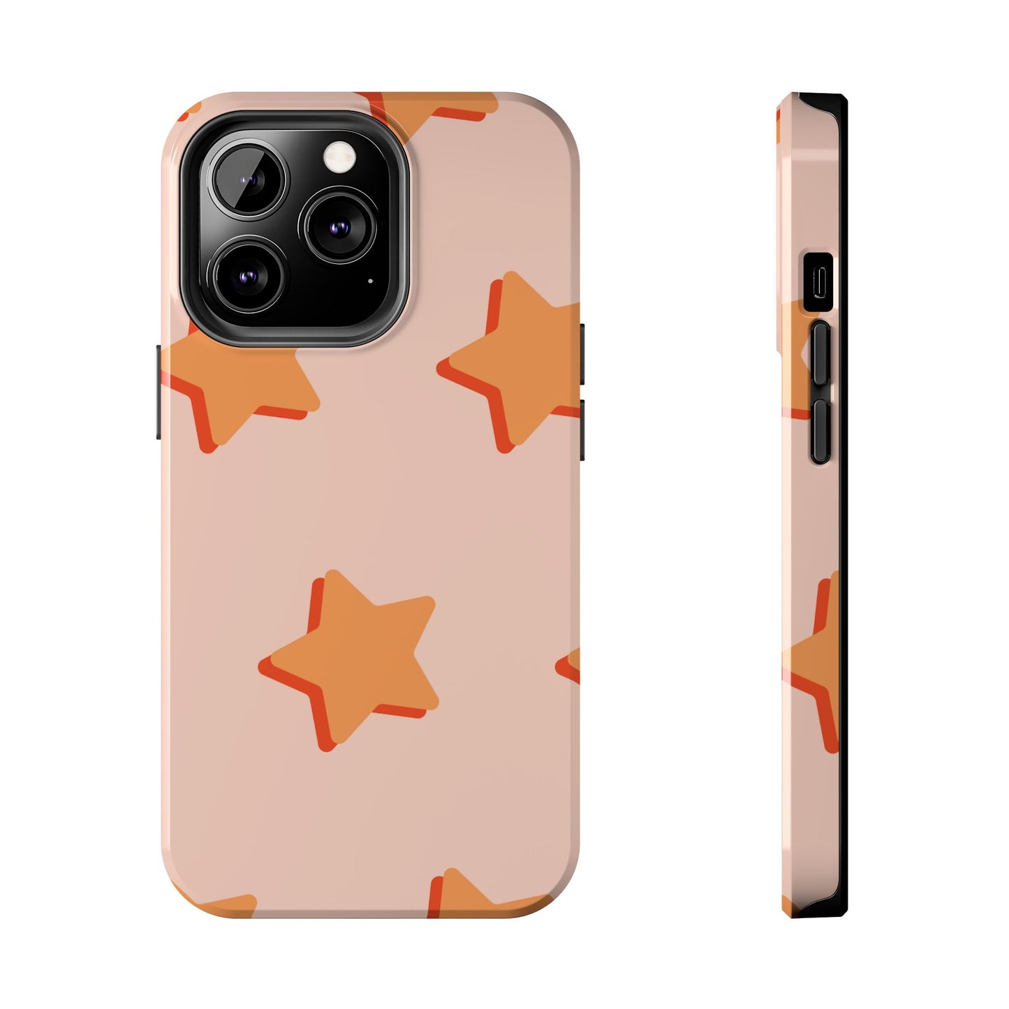 Retro Orange Stars iPhone Case – Shock-Resistant, Smooth Matte Finish, Dual-Layer Design