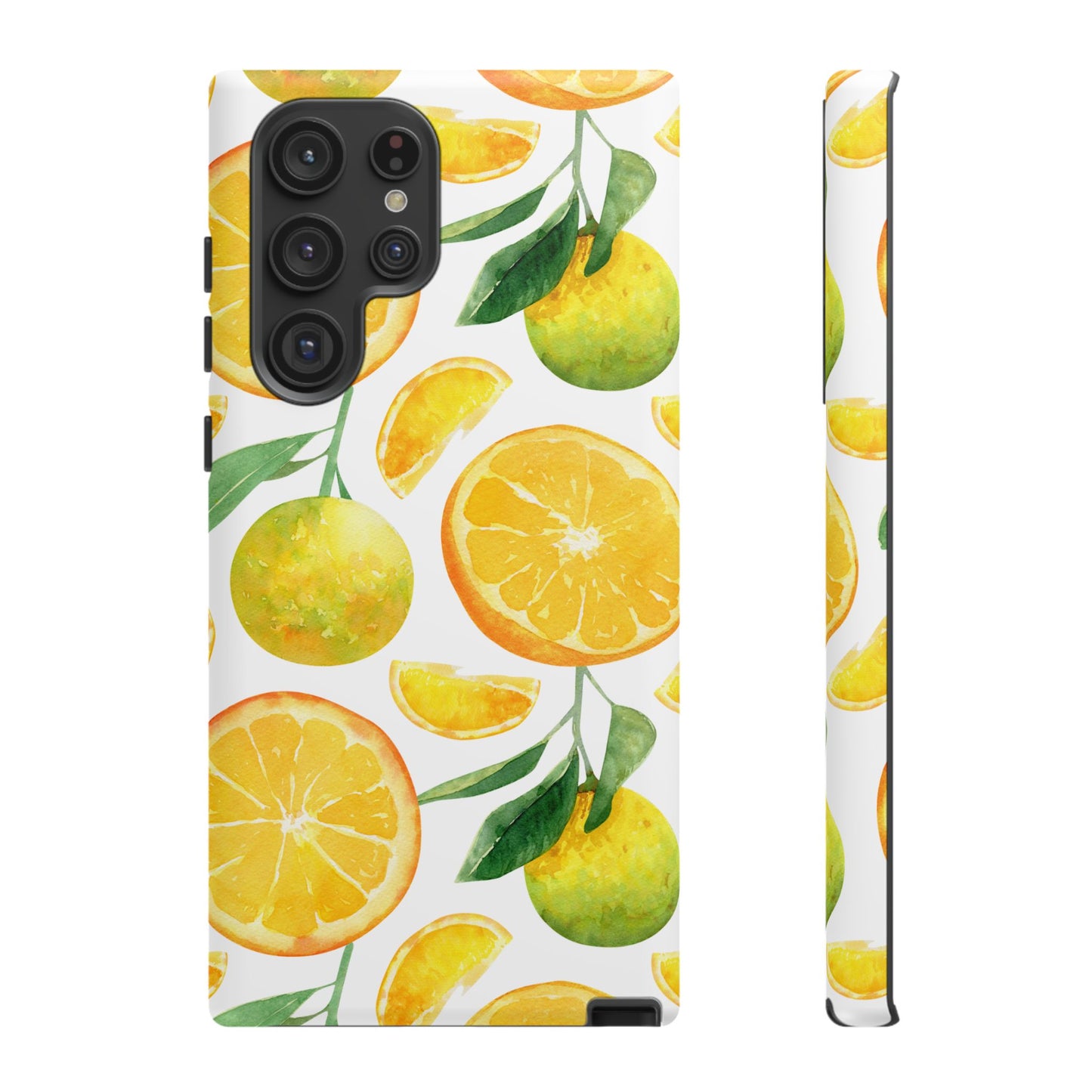 Sunny Citrus Grove Tough Samsung Galaxy Case – Watercolor Orange Design, Dual-Layer Protection