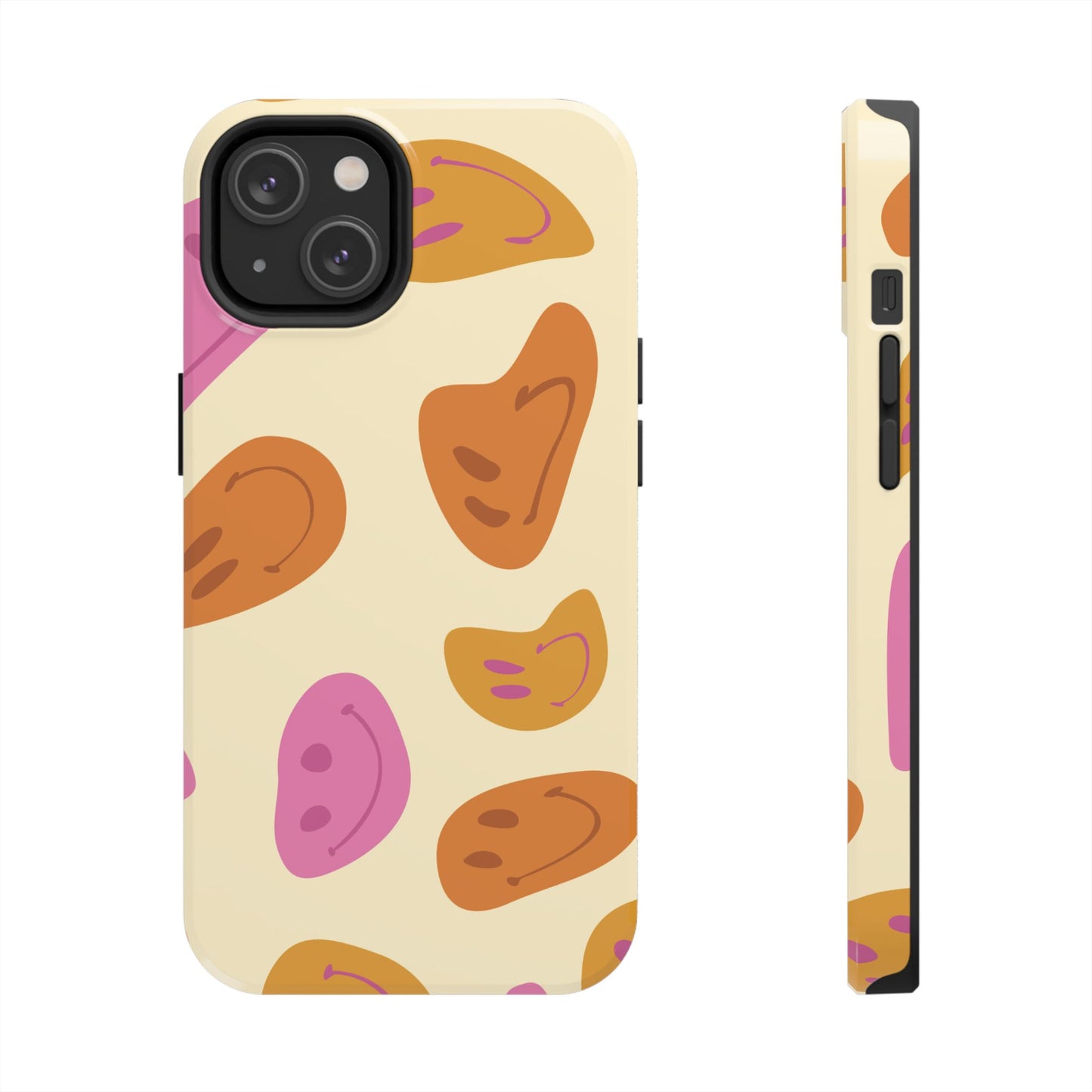 Retro Smiley Faces iPhone Case – Shockproof, Matte Finish, Dual-Layer Protection