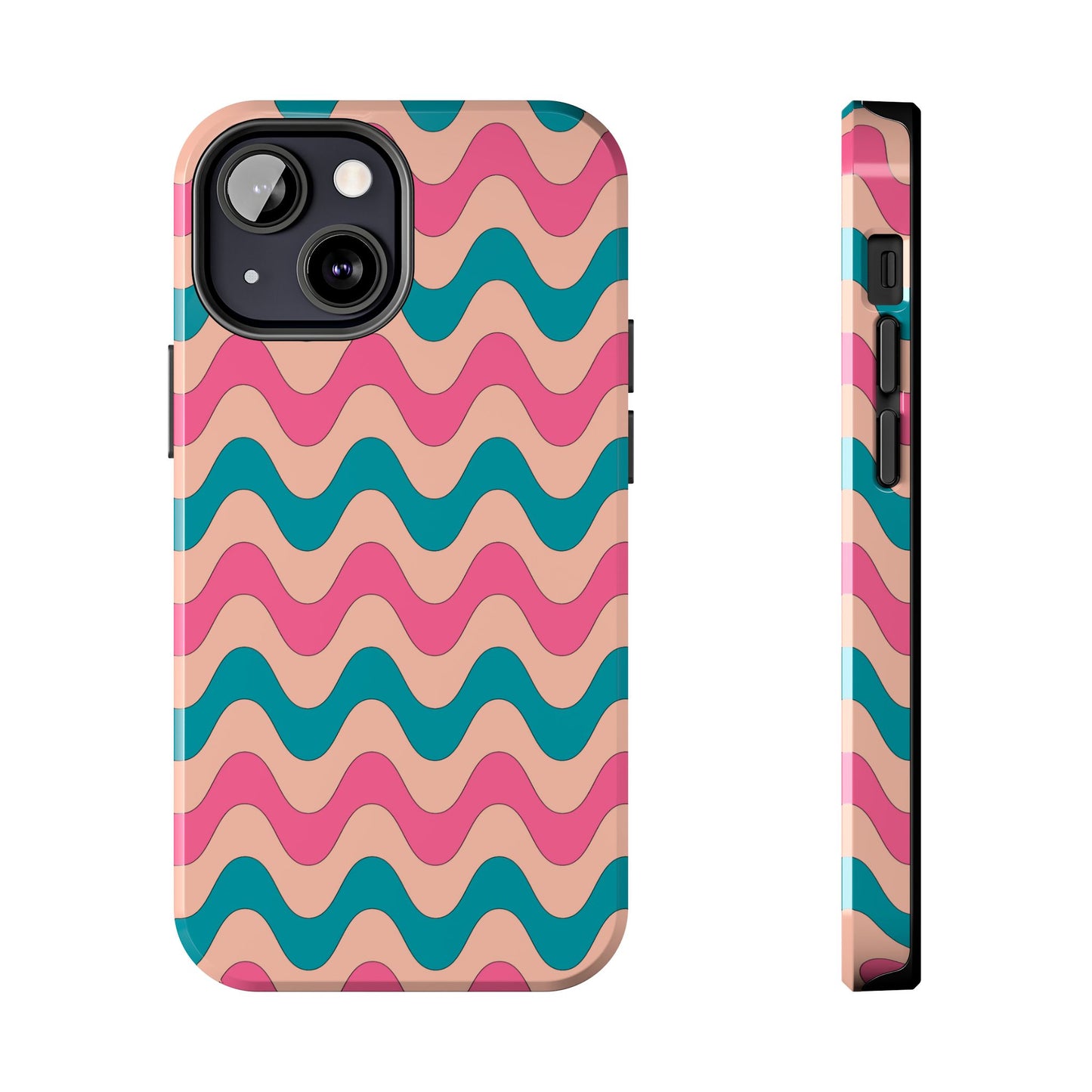 Retro Waves Pattern iPhone Case – Shockproof Design with Dual-Layer Protection