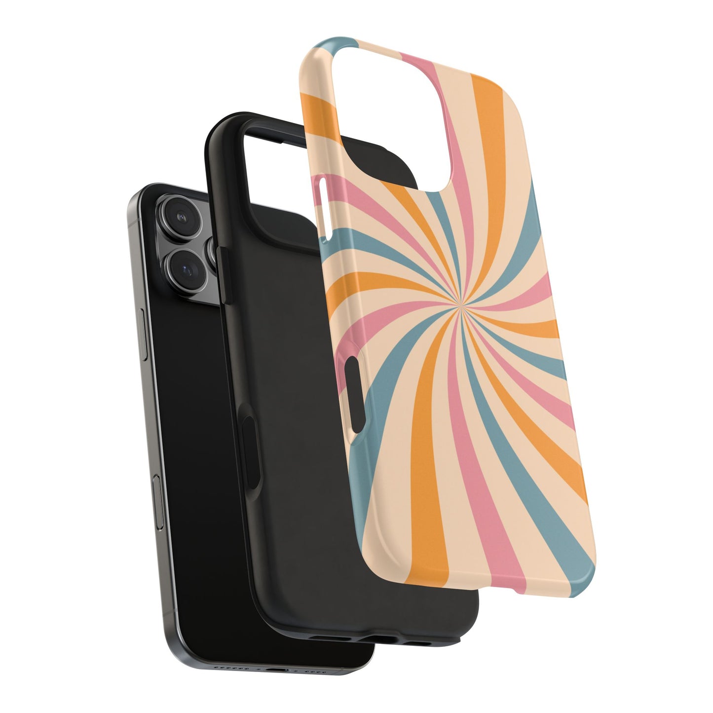 Retro Swirl Pattern iPhone Case – Bold 70s Vibe in Pink, Orange, and Teal