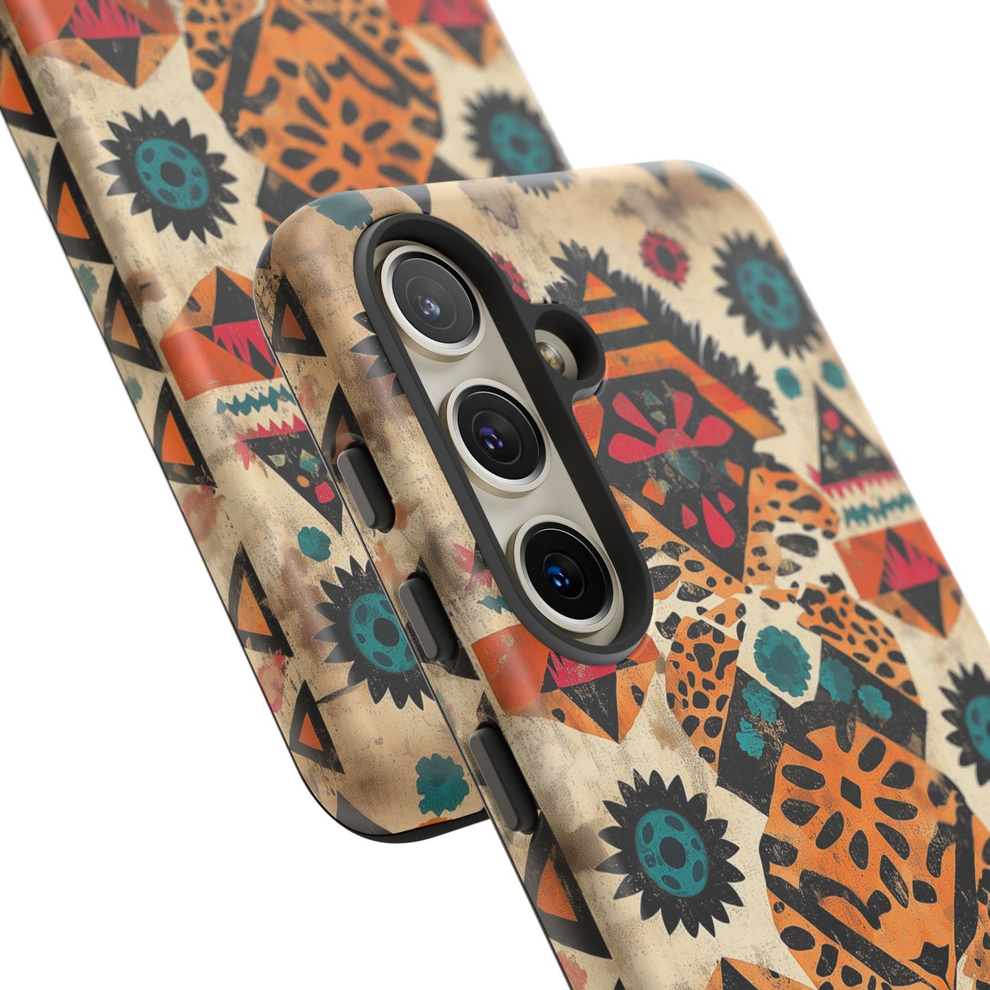 Bohemian Leopard & Tribal Floral Tough Samsung Galaxy Case – Vibrant Eclectic Design, Dual-Layer Protection
