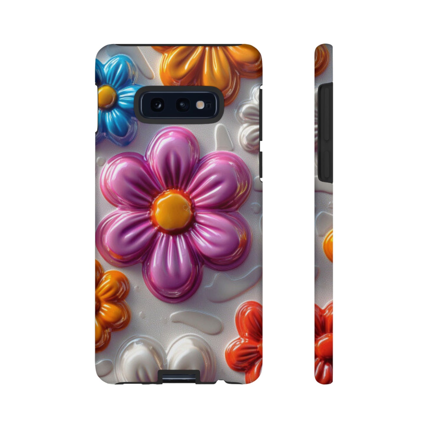 Glossy 3D Floral Samsung Galaxy  Case – Colorful Flower Pattern, Durable Protection