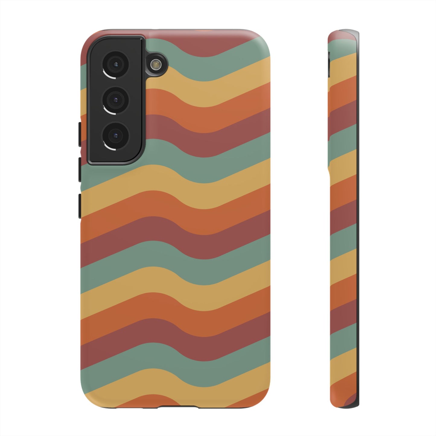 Retro Vibe Wavy Stripes Samsung Galaxy Case – 70s-Inspired in Teal, Orange, and Rust