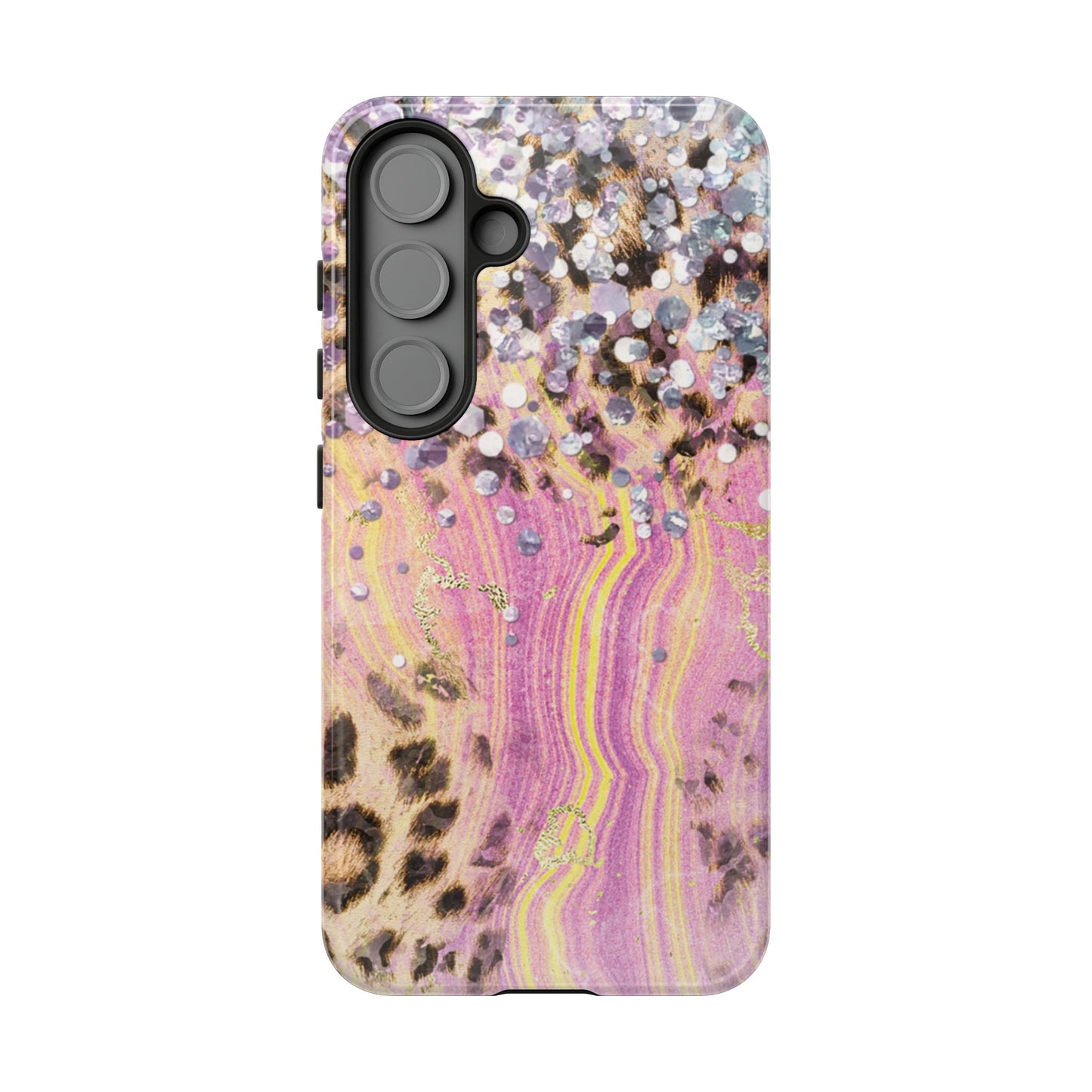Crystal Glam Leopard - Samsung Galaxy Series Case with Glitter and Gem Accents