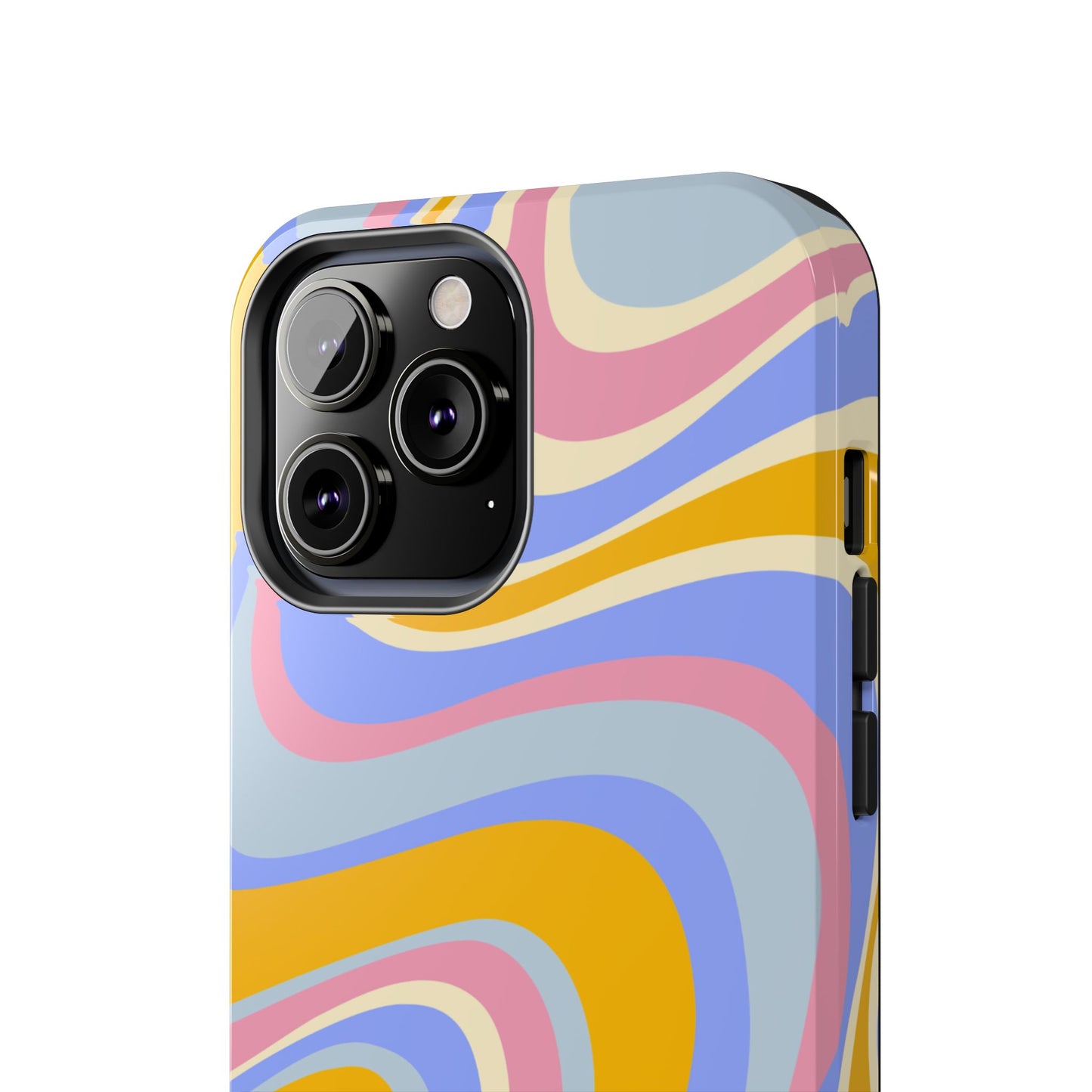 Groovy Pastel Waves iPhone Case – 70s-Inspired Design with Dual-Layer Protection