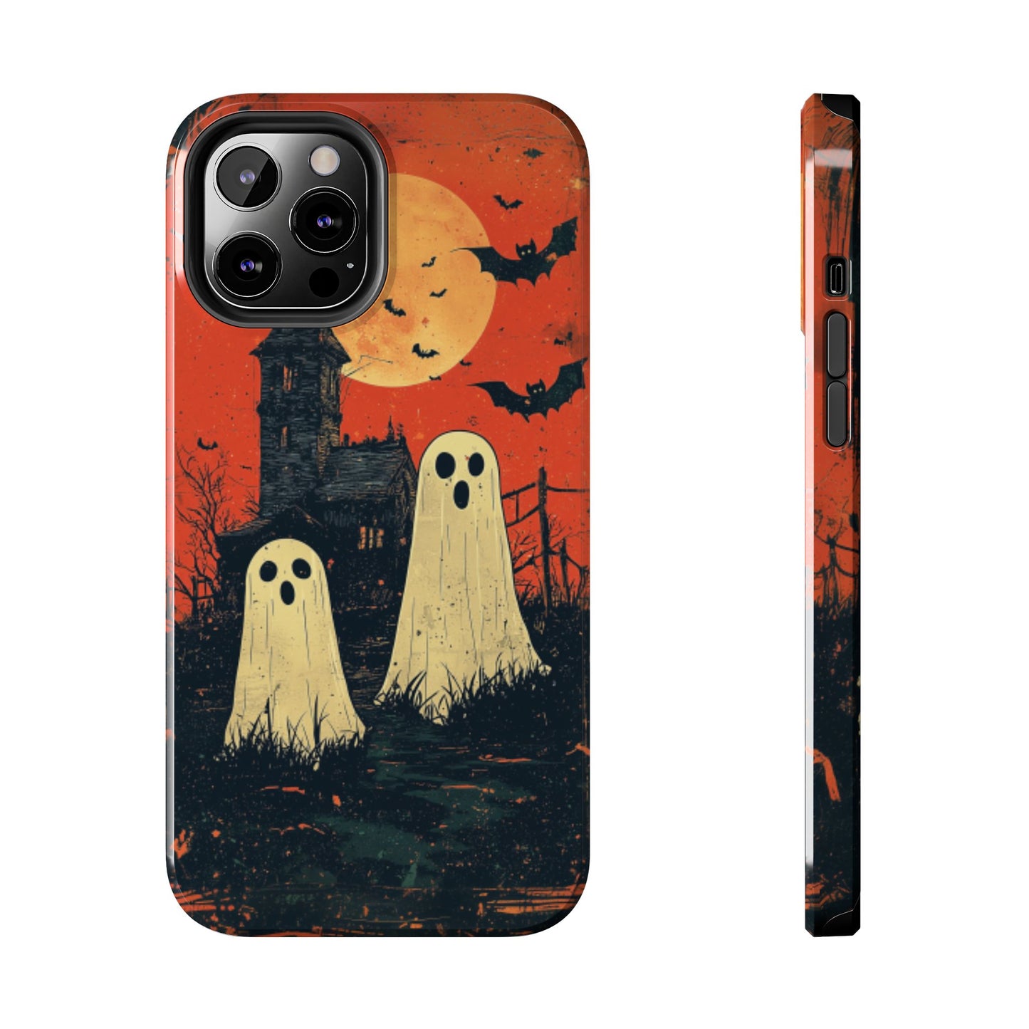 Haunted House & Ghosts iPhone Case – Spooky Halloween Full Moon Design