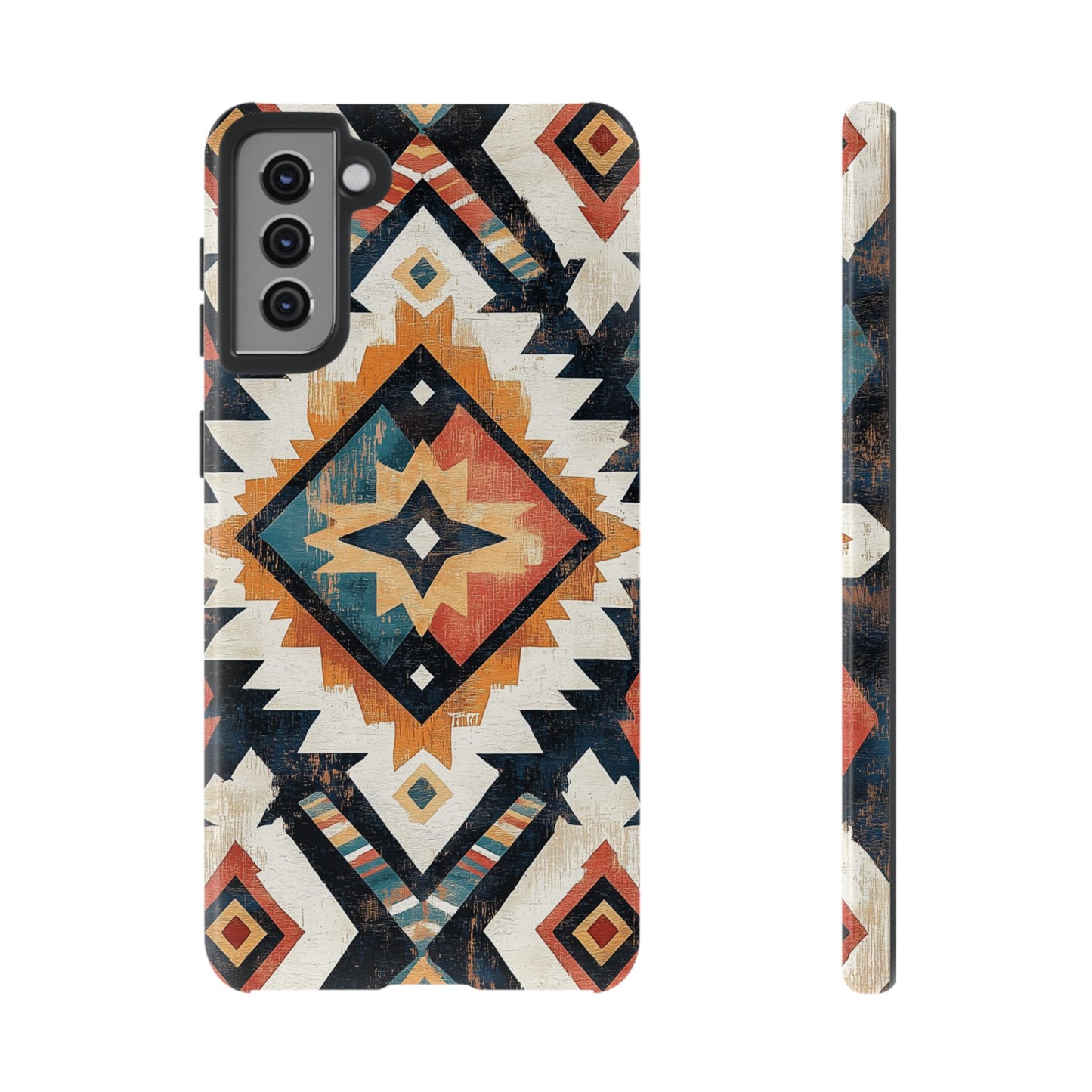 Vintage Southwestern Diamond Tough Samsung Galaxy Case – Rustic Tribal Design, Dual-Layer Protection
