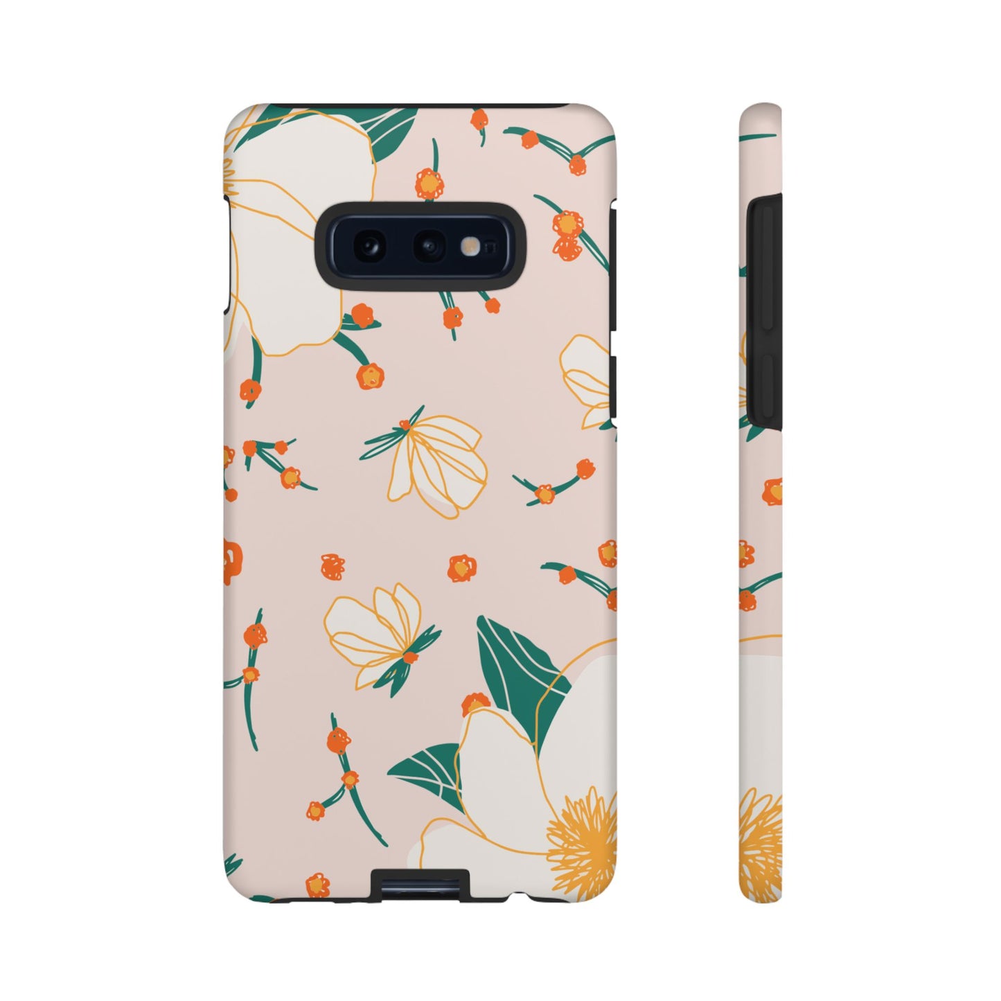 Elegant Magnolia Blossom Tough Samsung Galaxy Case – Soft Blush Background, Shock-Resistant Design