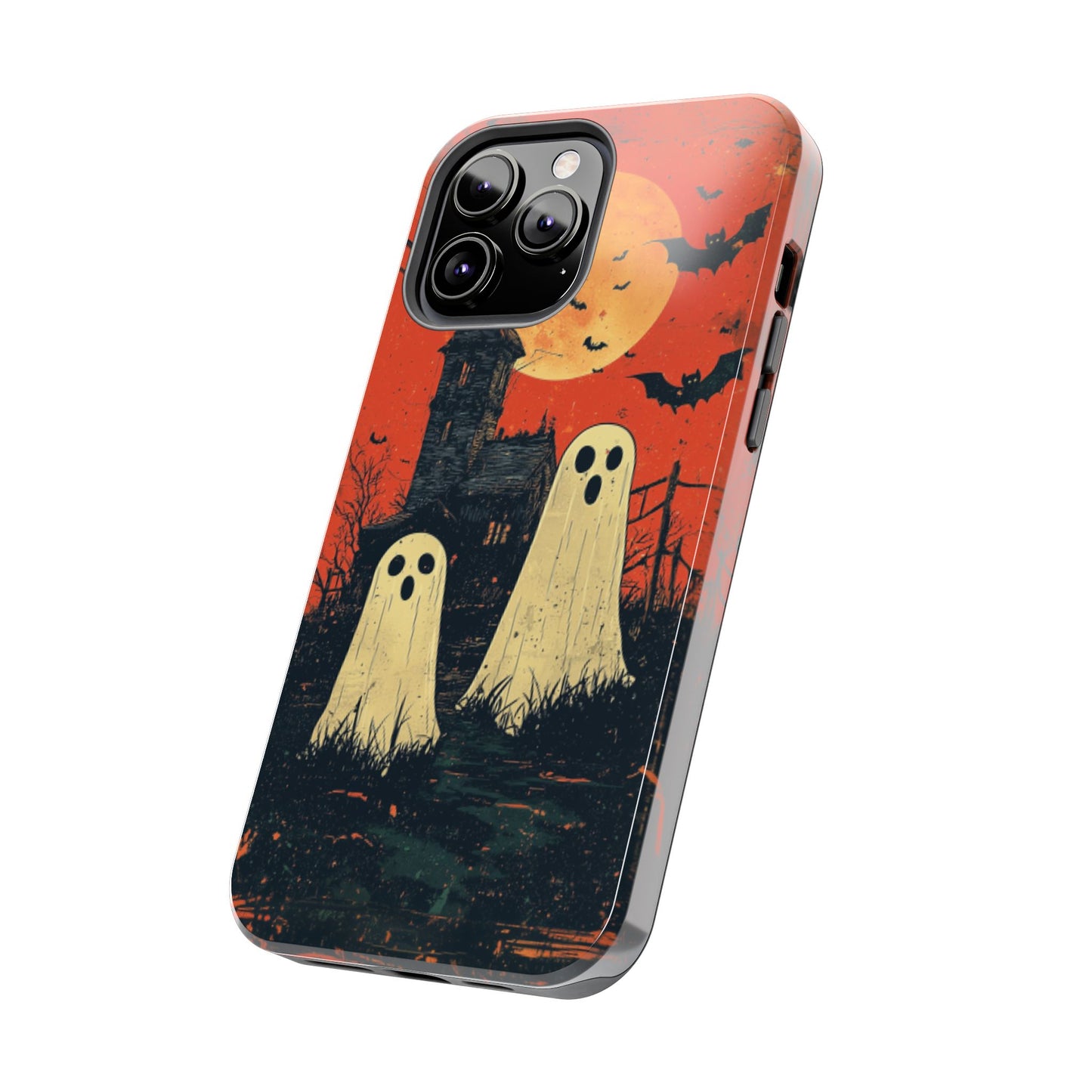 Haunted House & Ghosts iPhone Case – Spooky Halloween Full Moon Design