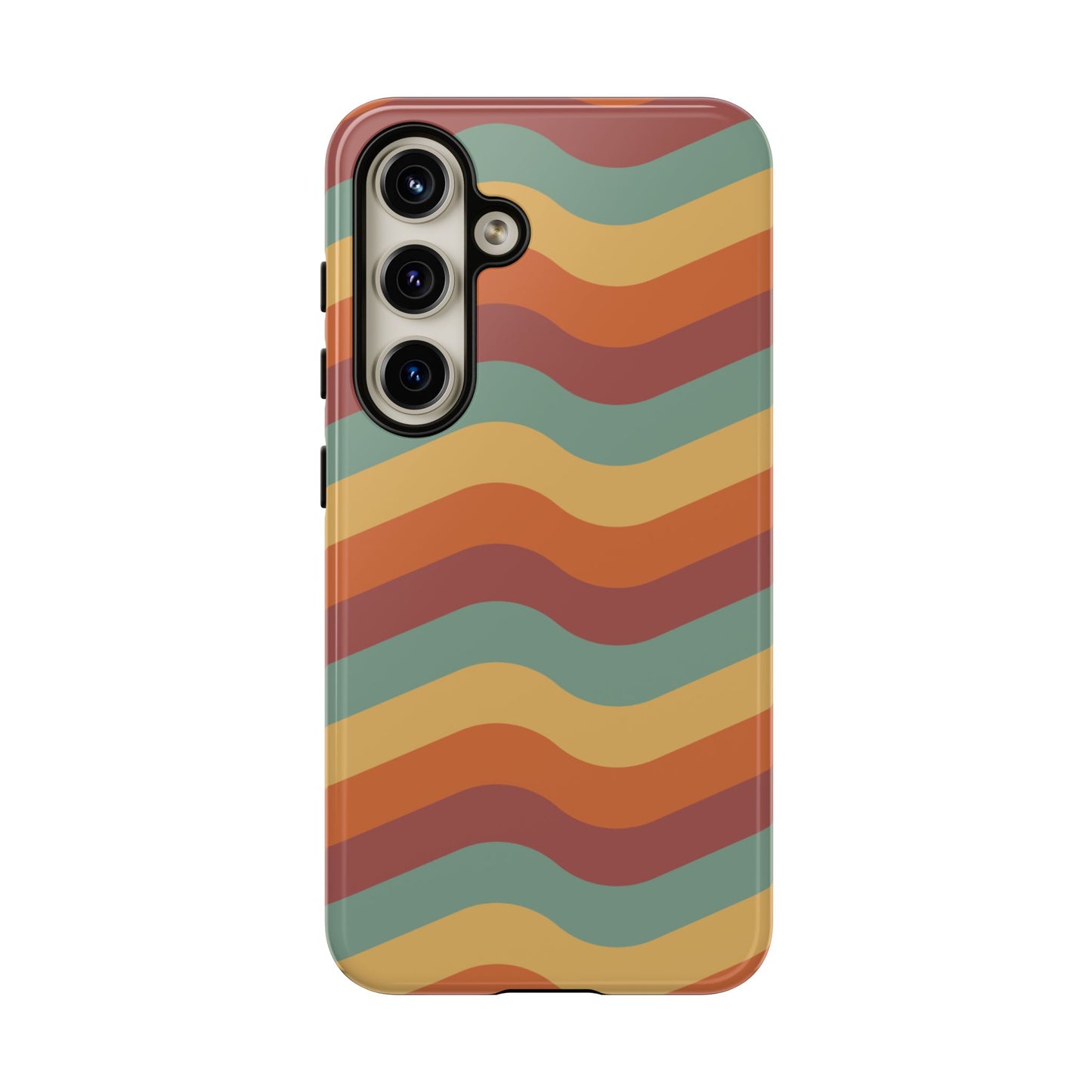 Retro Vibe Wavy Stripes Samsung Galaxy Case – 70s-Inspired in Teal, Orange, and Rust