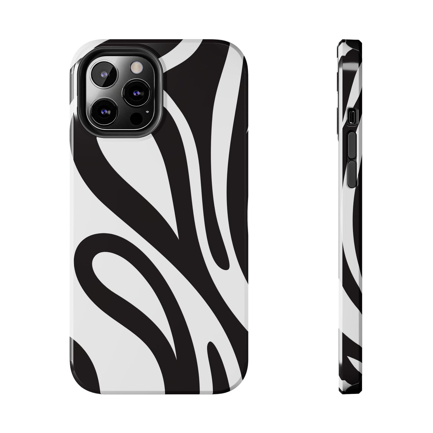 Modern Black and White Abstract Tough iPhone Case – Bold Graphic Pattern with Dual-Layer Protection