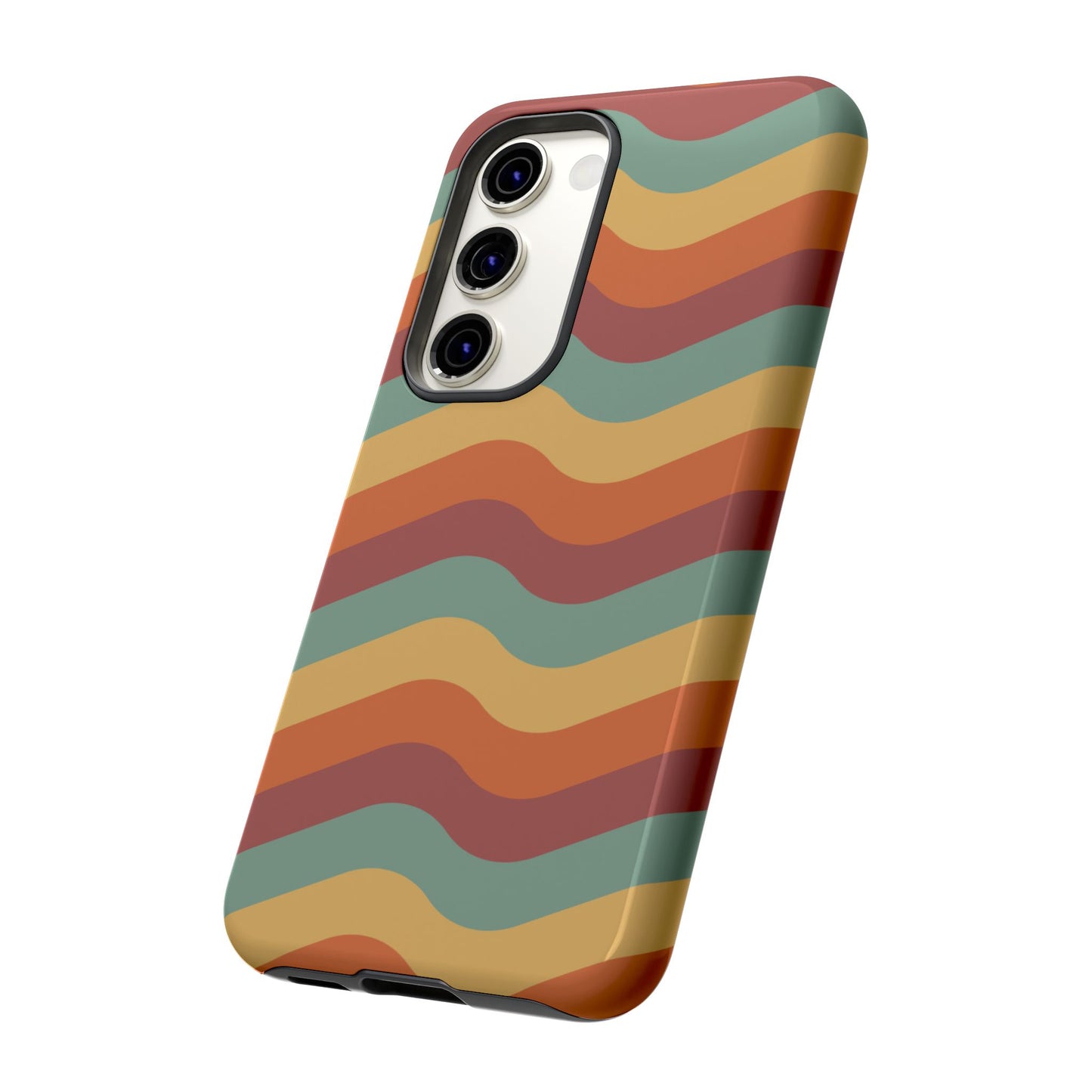 Retro Vibe Wavy Stripes Samsung Galaxy Case – 70s-Inspired in Teal, Orange, and Rust