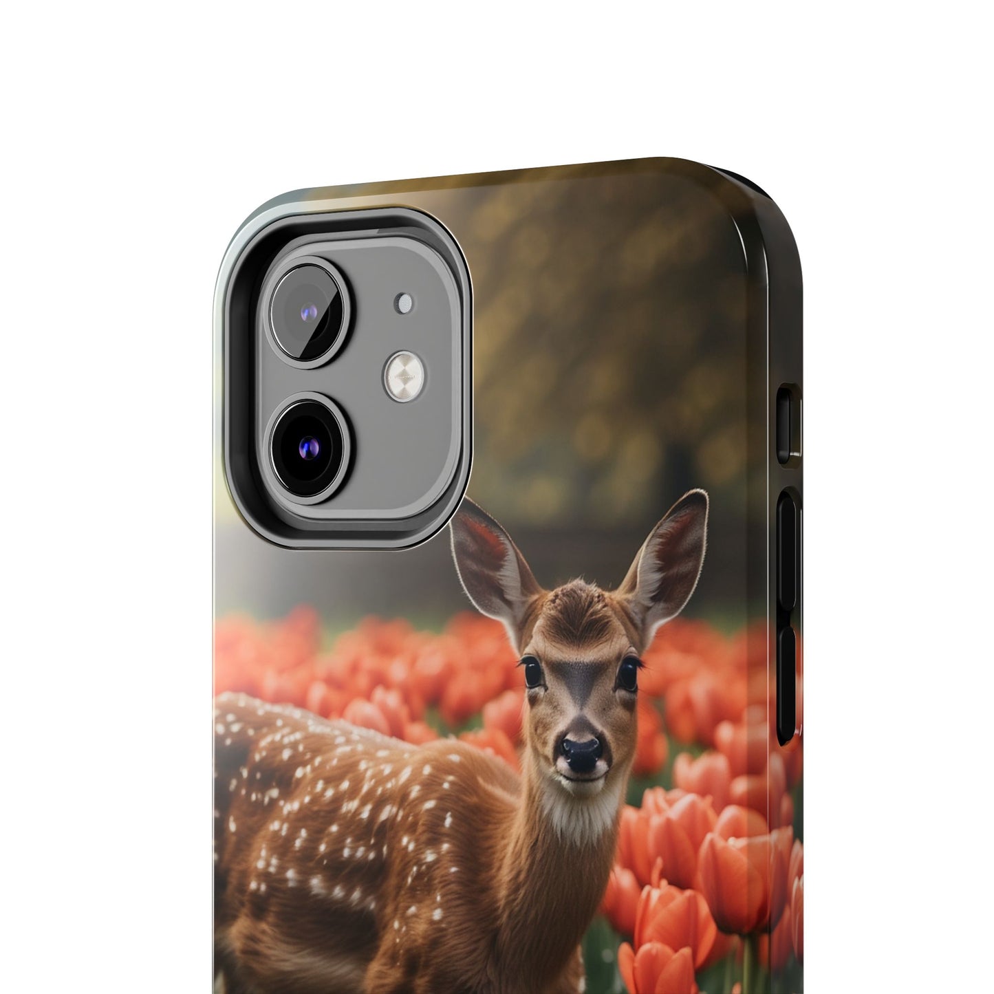 Fawn Among Tulips iPhone Case