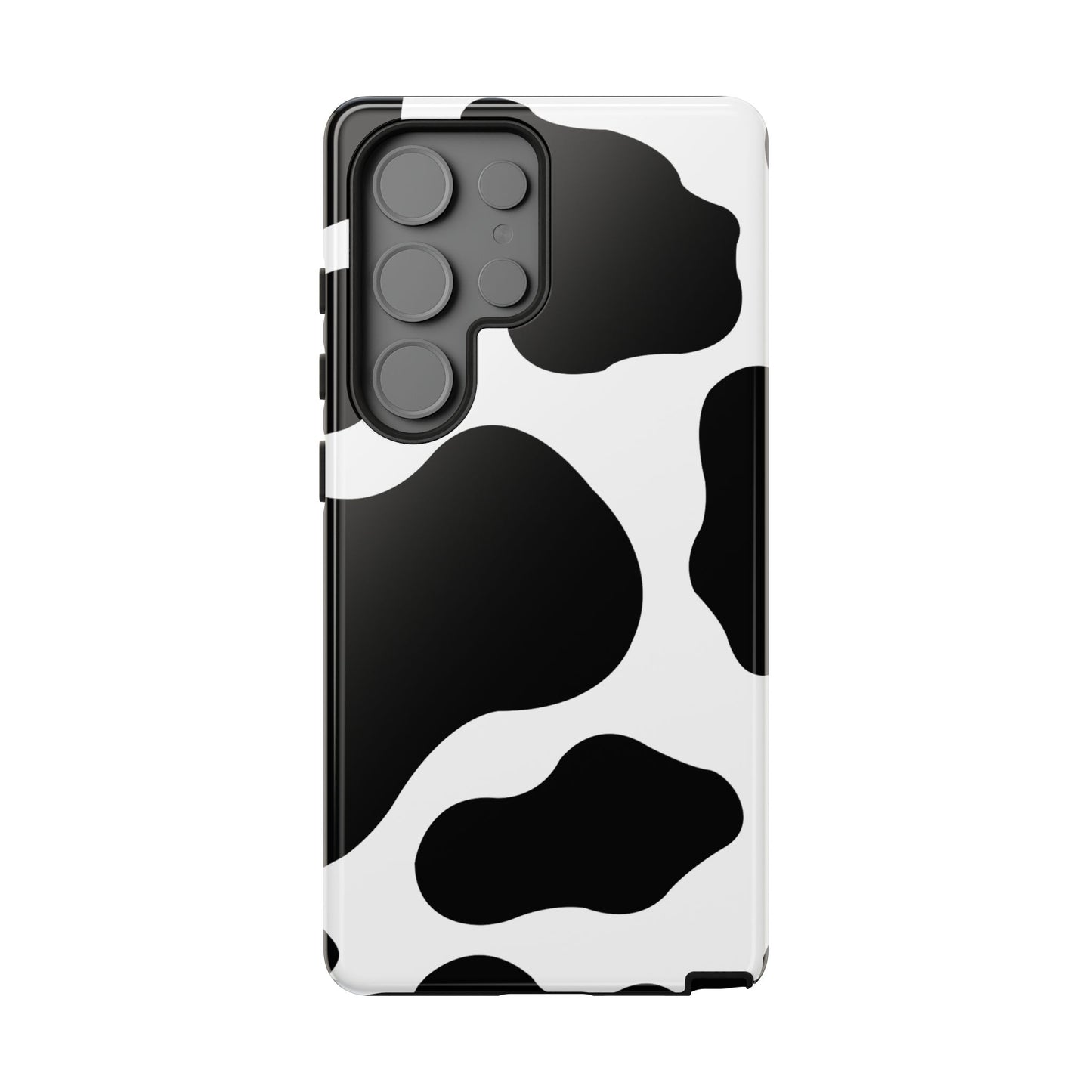 Chic Cow Print Tough Samsung Galaxy Case – Trendy Monochrome Animal Pattern with Dual-Layer Protection