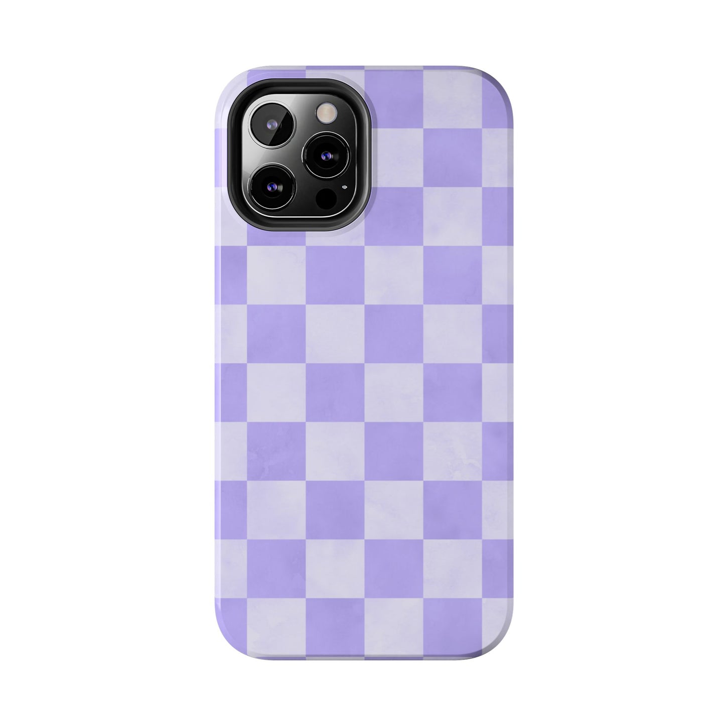 Lavender Checkerboard iPhone Case – Shockproof, Smooth Matte Finish, Dual-Layer Design