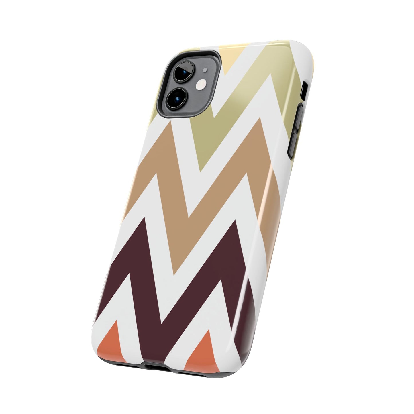 Earthy Chevron iPhone Case – Boho-Inspired Design with Dual-Layer Protection