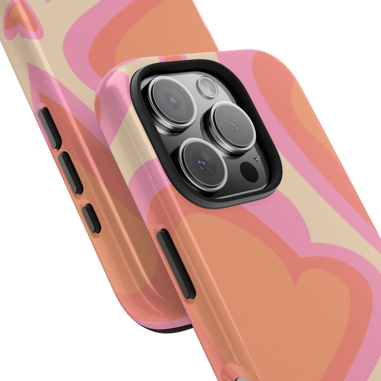 Retro Pink Hearts iPhone Case – Shock-Resistant, Matte Finish, Dual-Layer Protection