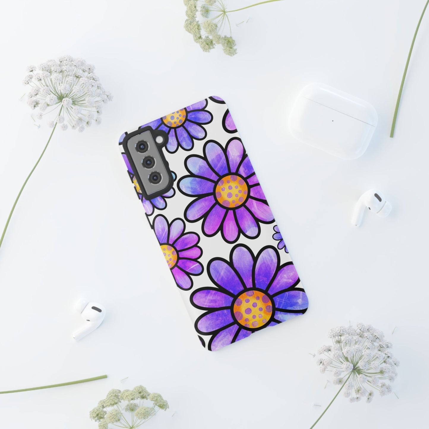 Purple Daisy Delight Samsung Galaxy Case – Slim Profile, Glossy Finish