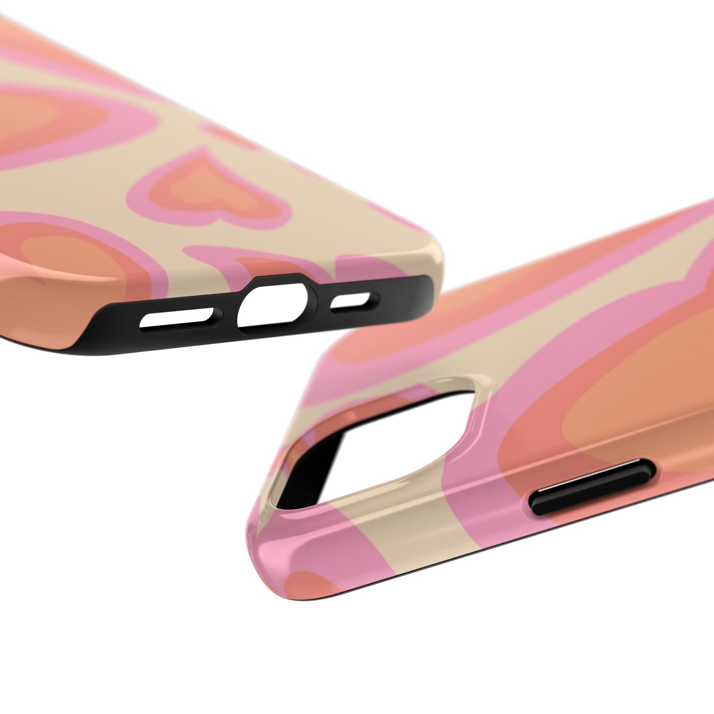 Retro Pink Hearts iPhone Case – Shock-Resistant, Matte Finish, Dual-Layer Protection