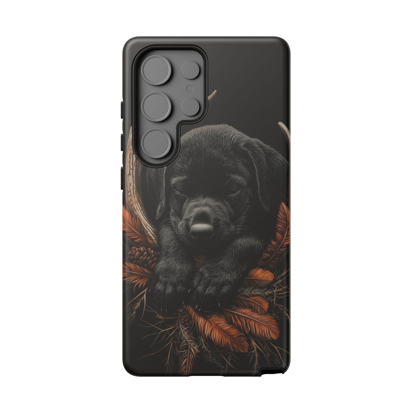 Charming Black Labrador Puppy on Feathers Samsung Galaxy Case