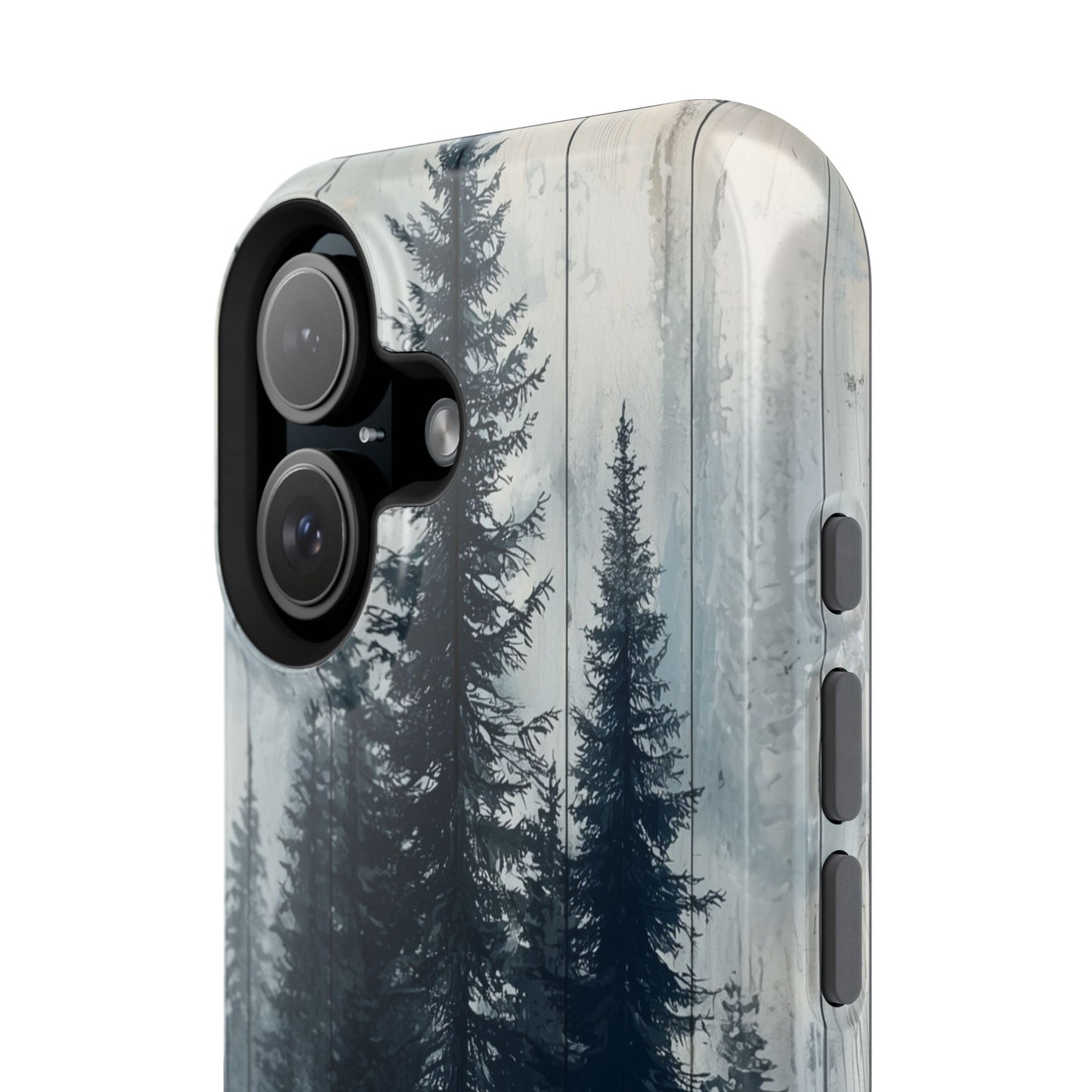 Rustic Pine Forest MagSafe iPhone Case - Blue Toned Woodland Design
