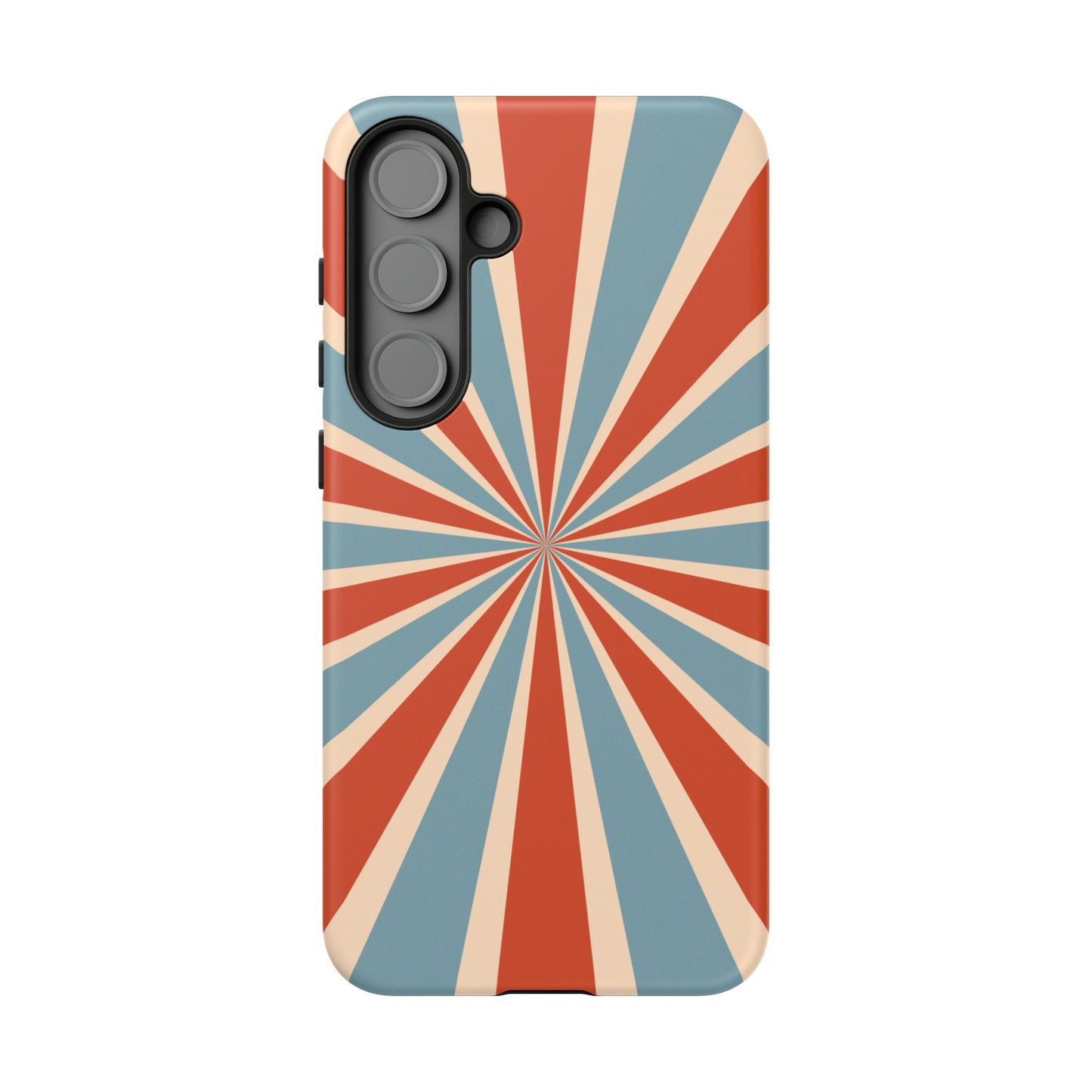 Vintage Blue & Red Sunburst Samsung Galaxy Case – Bold Geometric Pattern, Shock-Resistant Cover