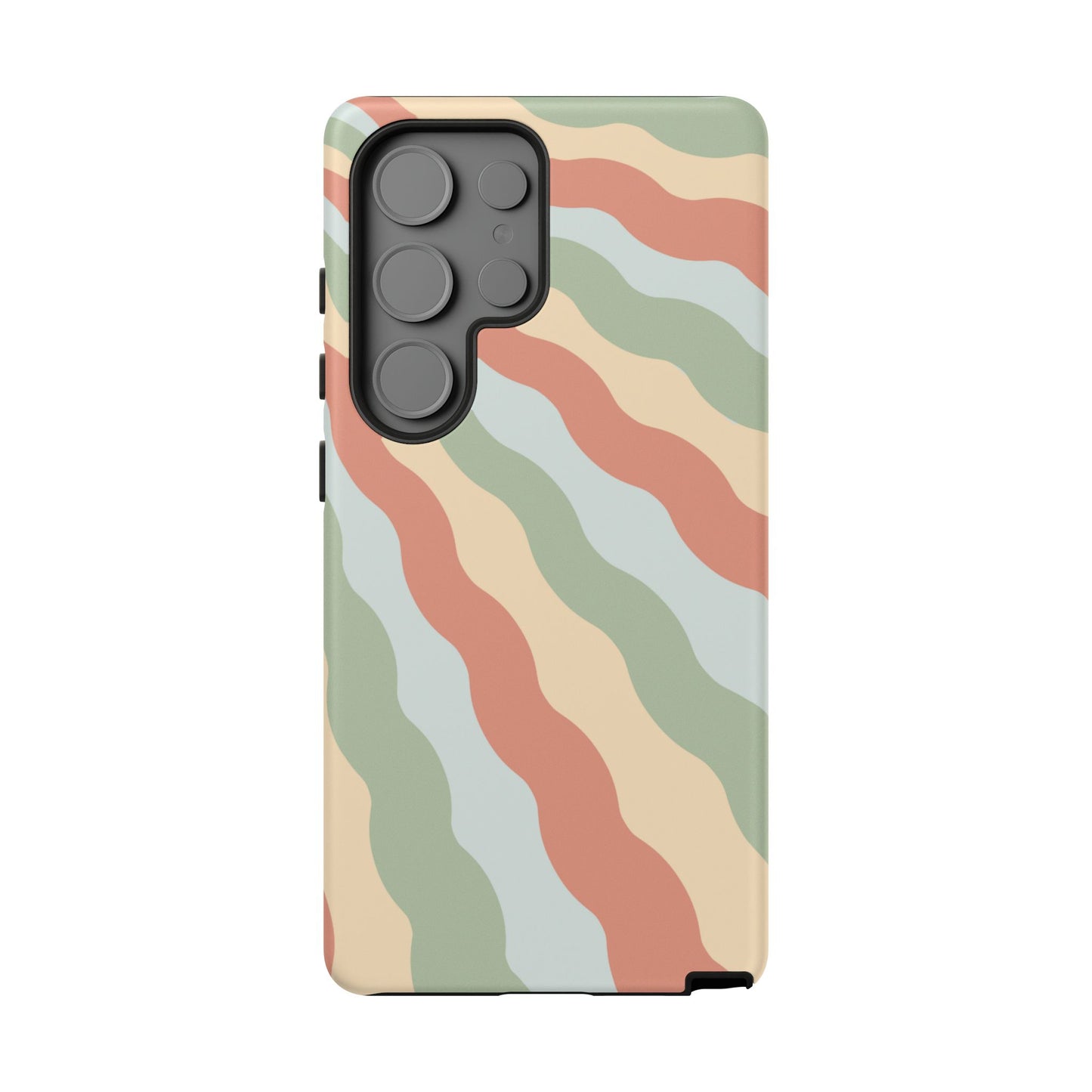 Earthy Retro Waves Samsung Galaxy Case – 70s-Inspired Wavy Stripes in Soft Green, Cream, and Rust