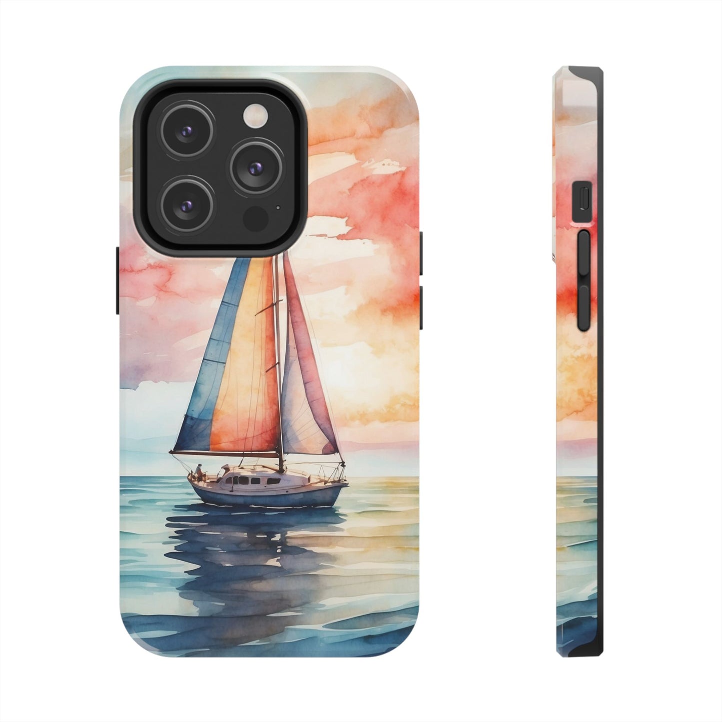 Sailboat Sunset iPhone Case – Vibrant Watercolor Design
