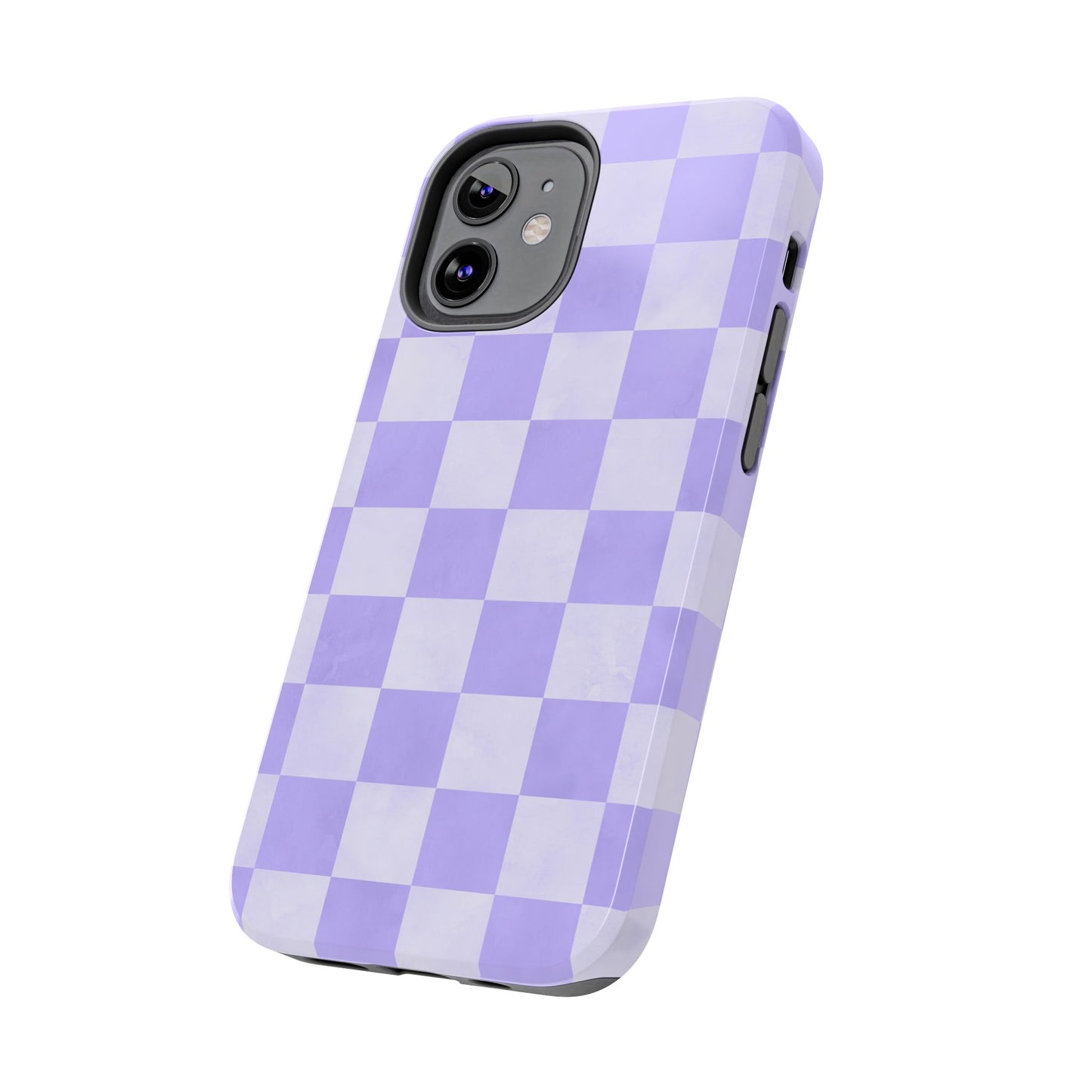 Lavender Checkerboard iPhone Case – Shockproof, Smooth Matte Finish, Dual-Layer Design