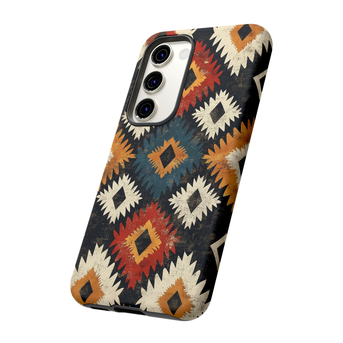 Rustic Tribal Sunburst Tough Samsung Galaxy  Case – Vibrant Geometric Design, Dual-Layer Protection