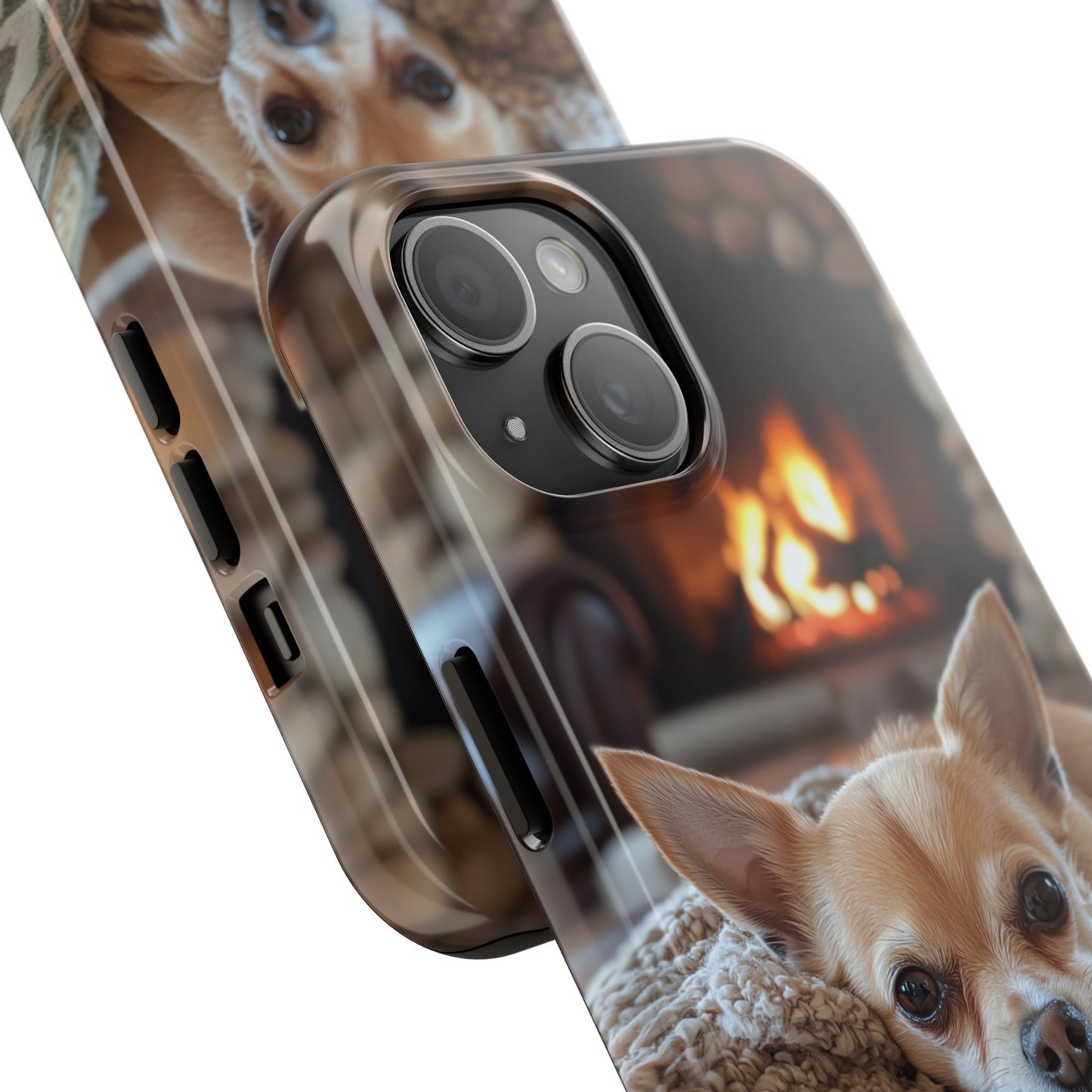 Relaxing Chihuahua by Fireplace iPhone Case – Warm and Stylish Protection