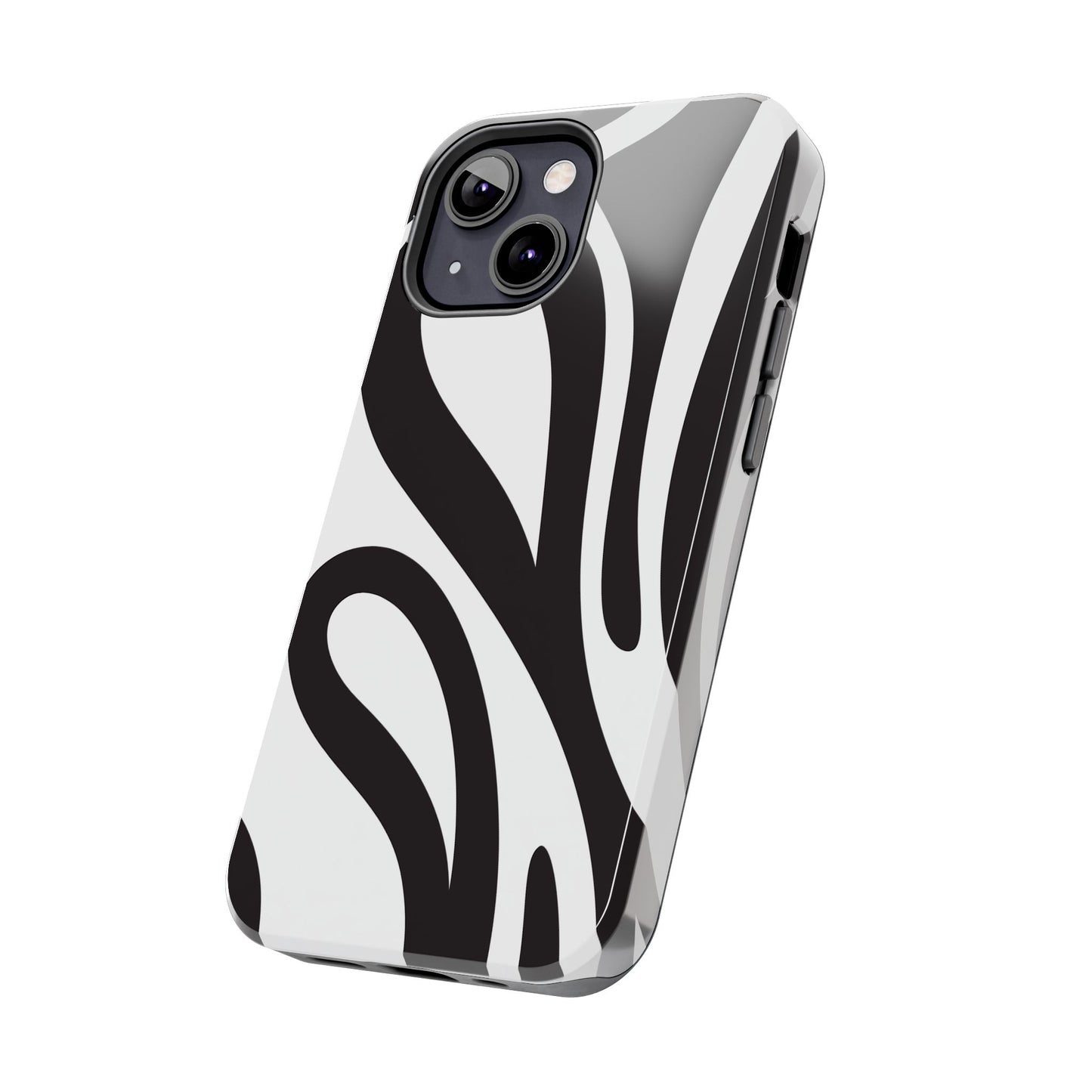 Modern Black and White Abstract Tough iPhone Case – Bold Graphic Pattern with Dual-Layer Protection