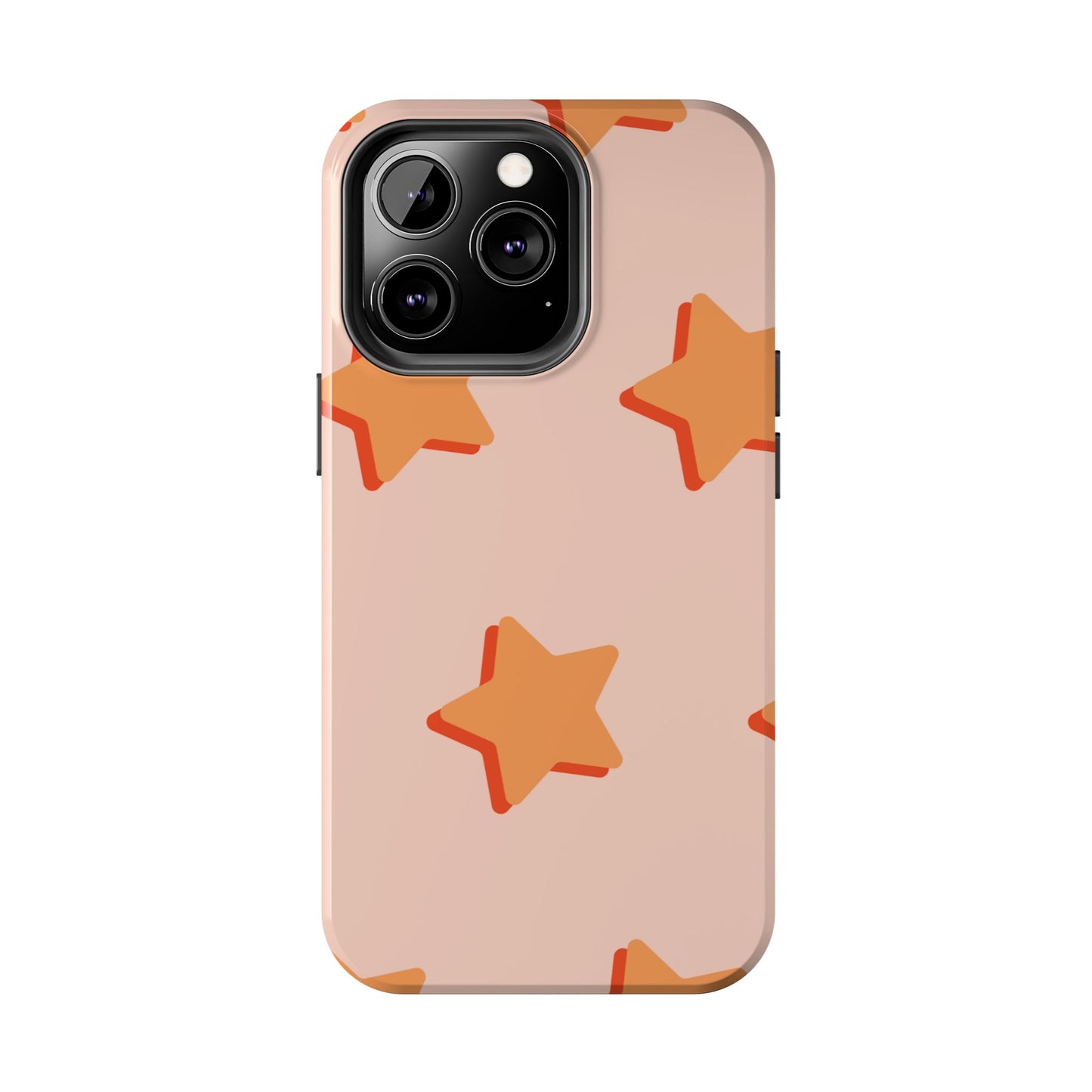 Retro Orange Stars iPhone Case – Shock-Resistant, Smooth Matte Finish, Dual-Layer Design