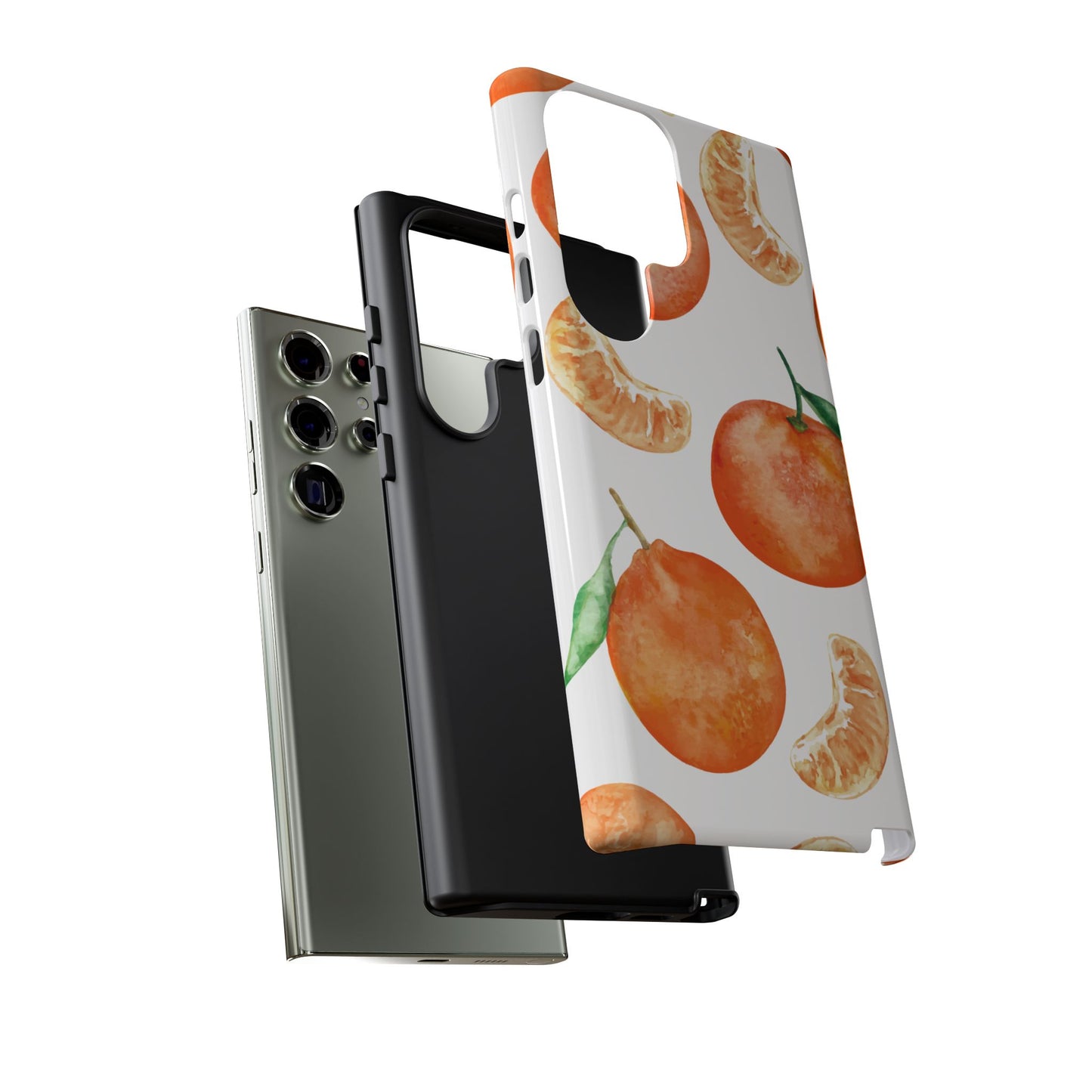 Tangerine Dreams Tough Samsung Galaxy Case – Watercolor Orange Design, Shockproof Dual Protection