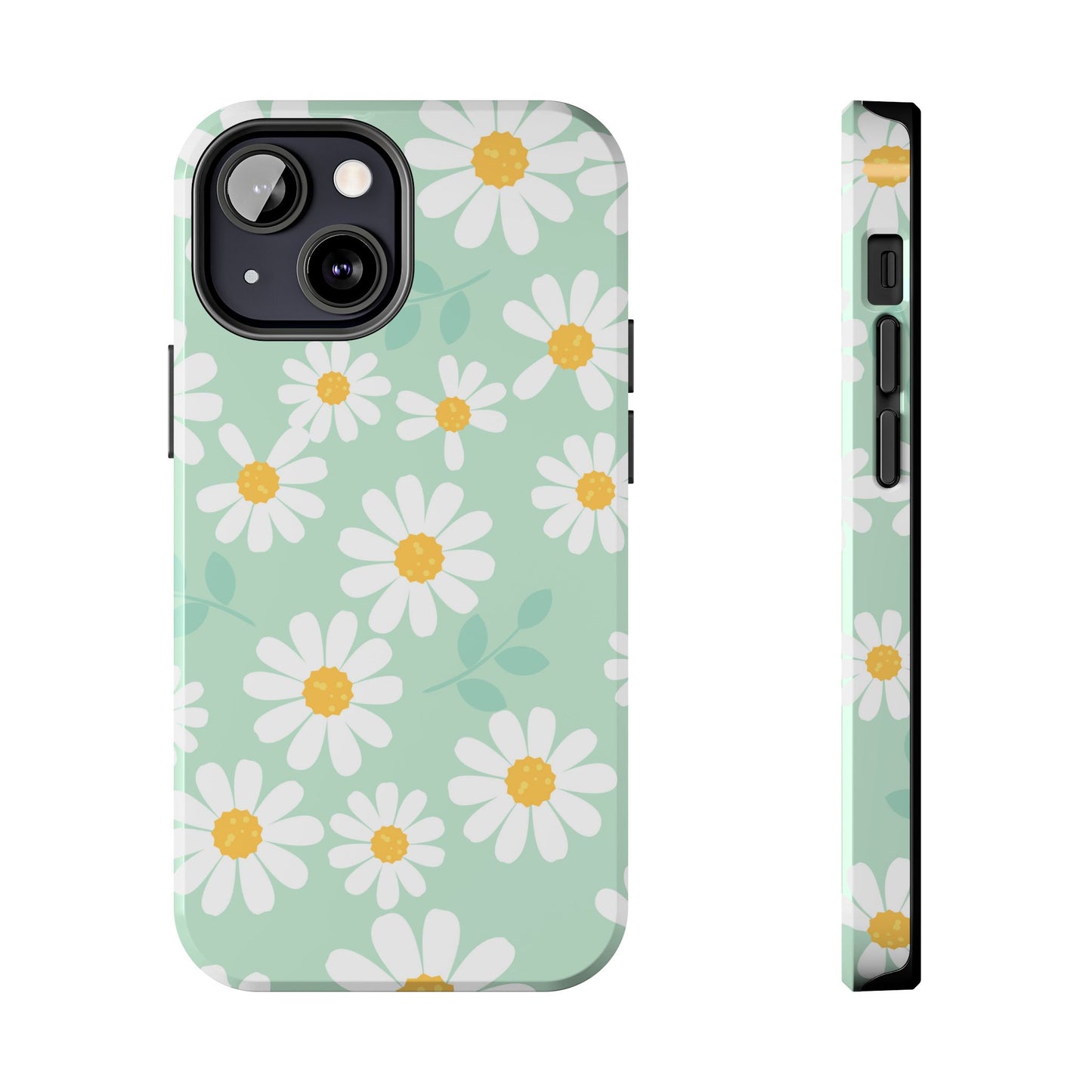 Pastel Daisy iPhone Case – Soft Mint Green Floral Design, Slim and Durable - BOGO Cases