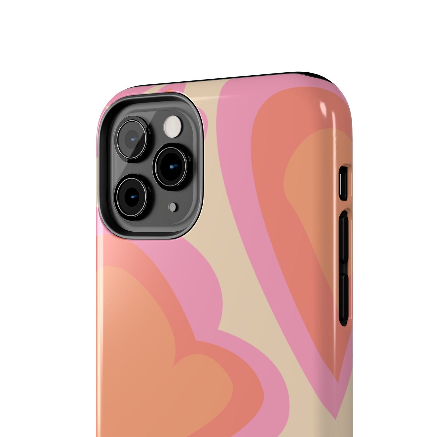 Retro Pink Hearts iPhone Case – Shock-Resistant, Matte Finish, Dual-Layer Protection