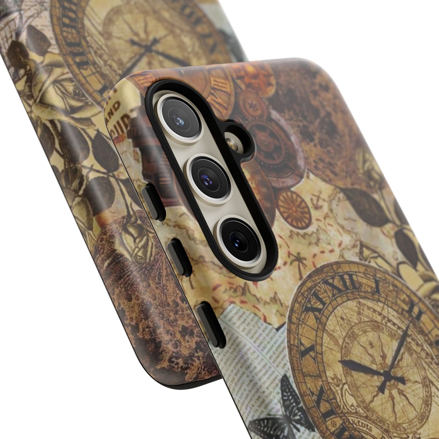 Steampunk Vintage Adventure Samsung Galaxy Case – Dual-Layer Protection with Antique Map and Clock Design