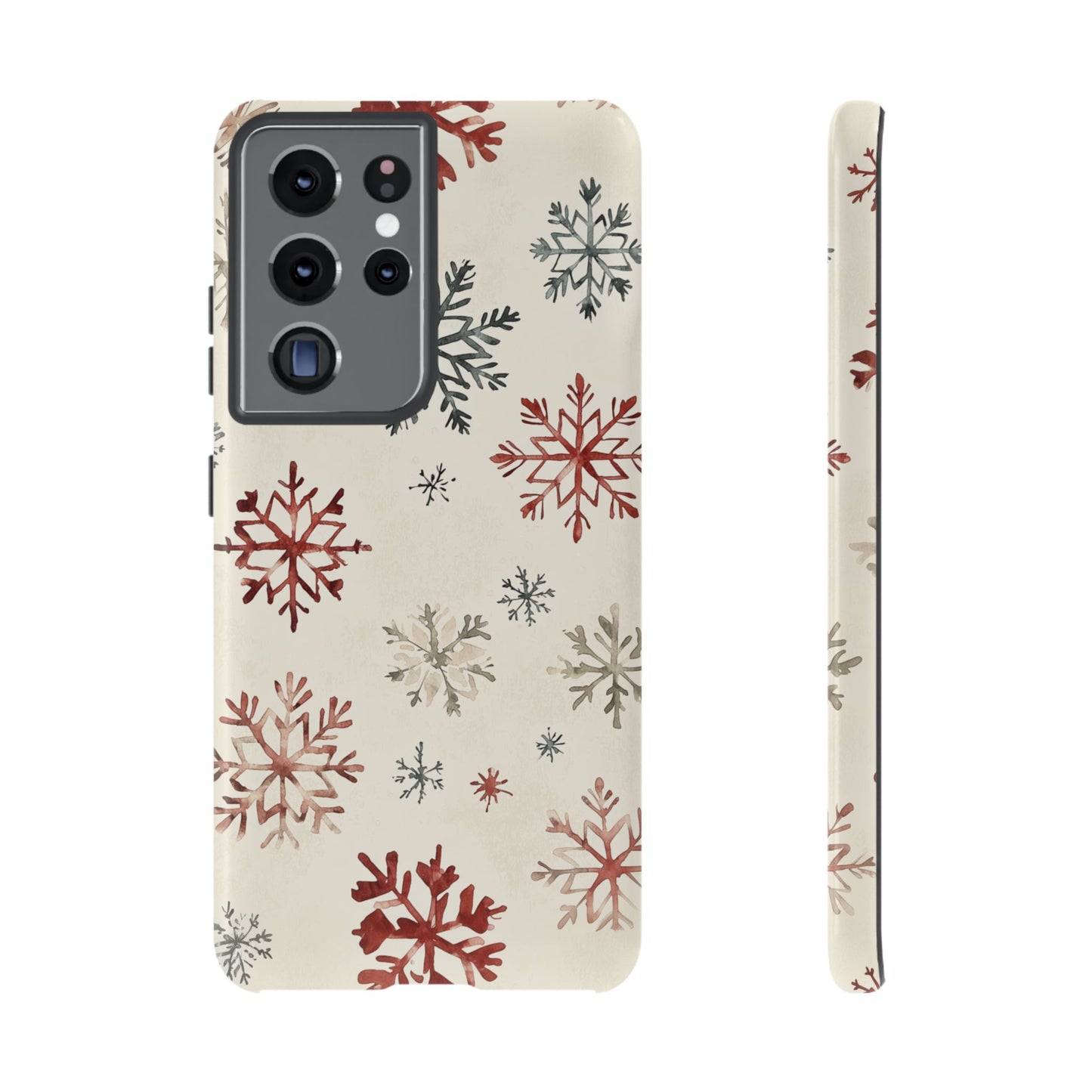 Vintage Red and Gray Snowflake Pattern – Samsung Galaxy Series Case
