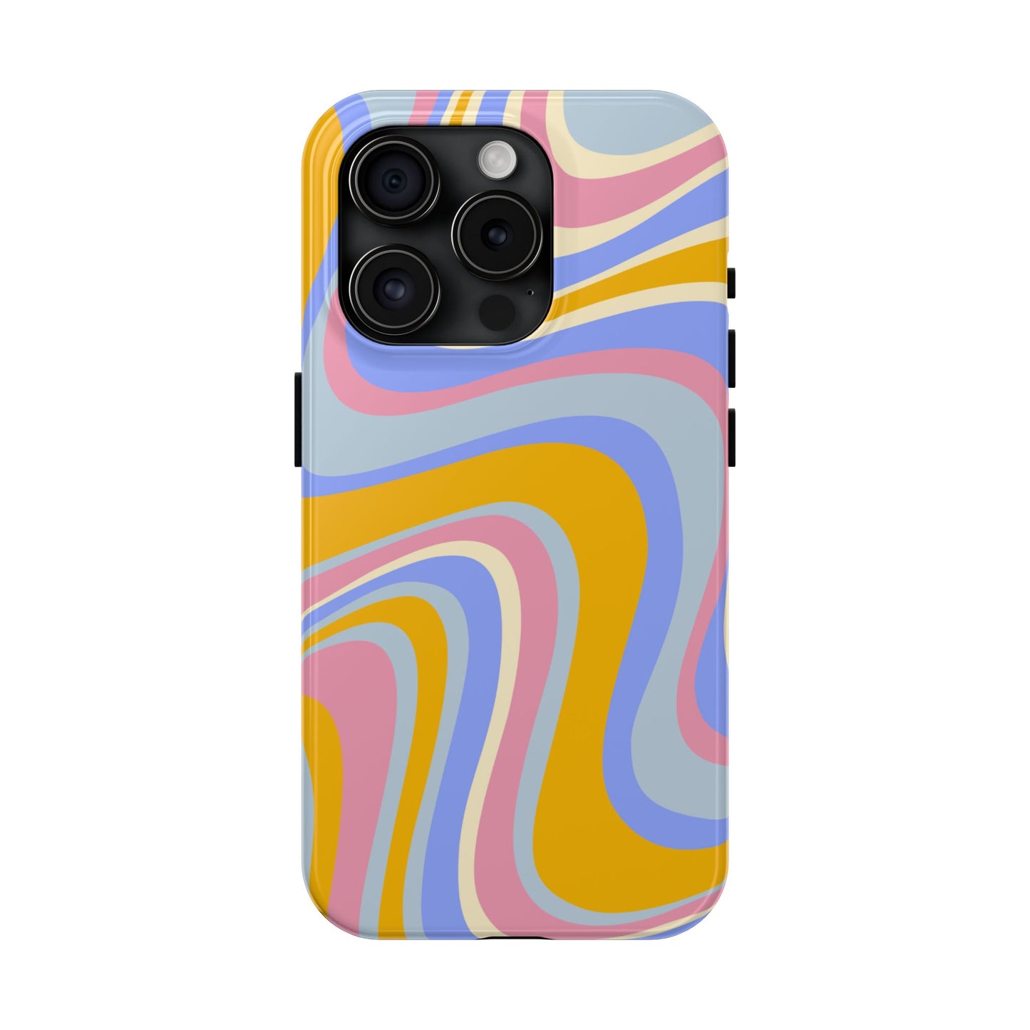 Groovy Pastel Waves iPhone Case – 70s-Inspired Design with Dual-Layer Protection
