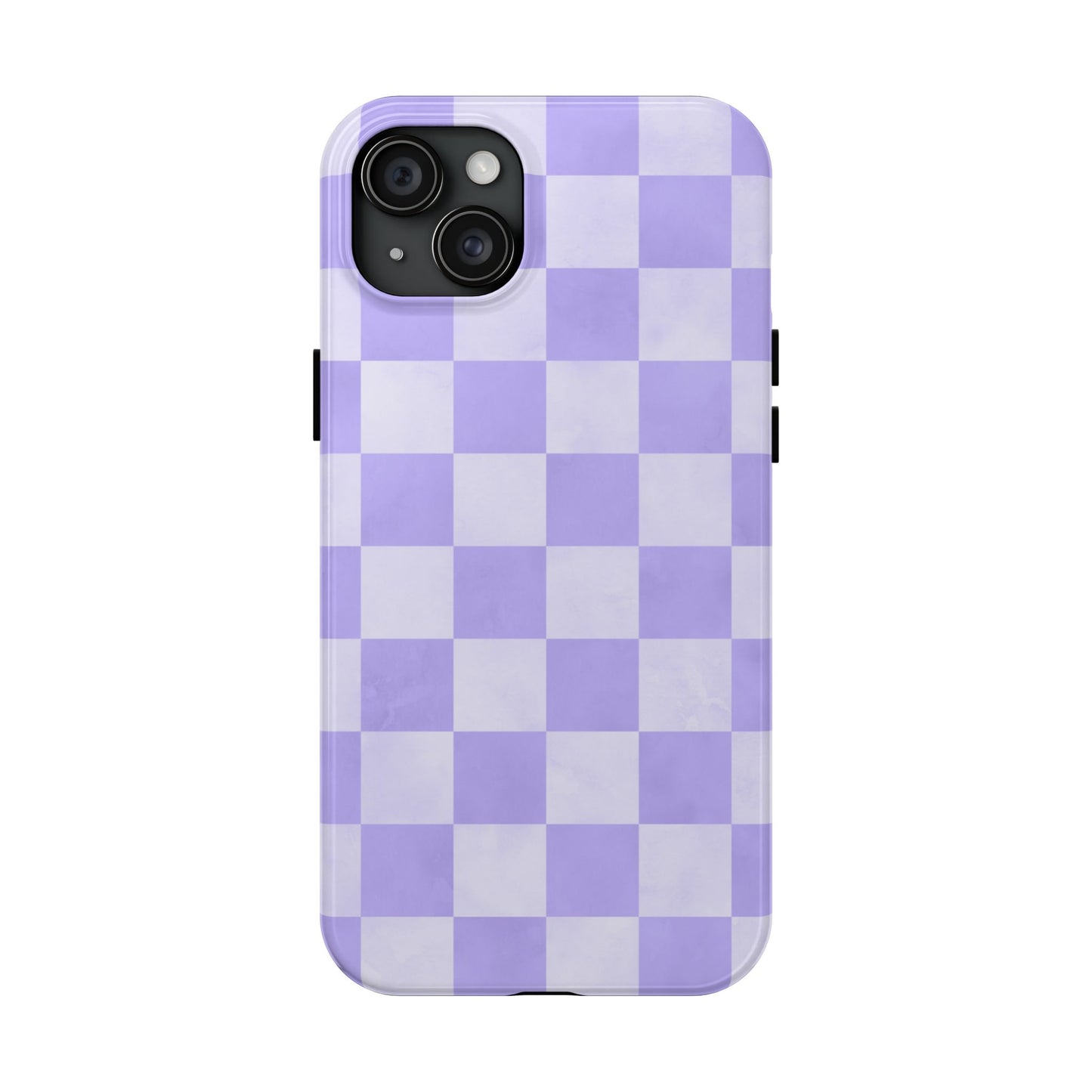 Lavender Checkerboard iPhone Case – Shockproof, Smooth Matte Finish, Dual-Layer Design