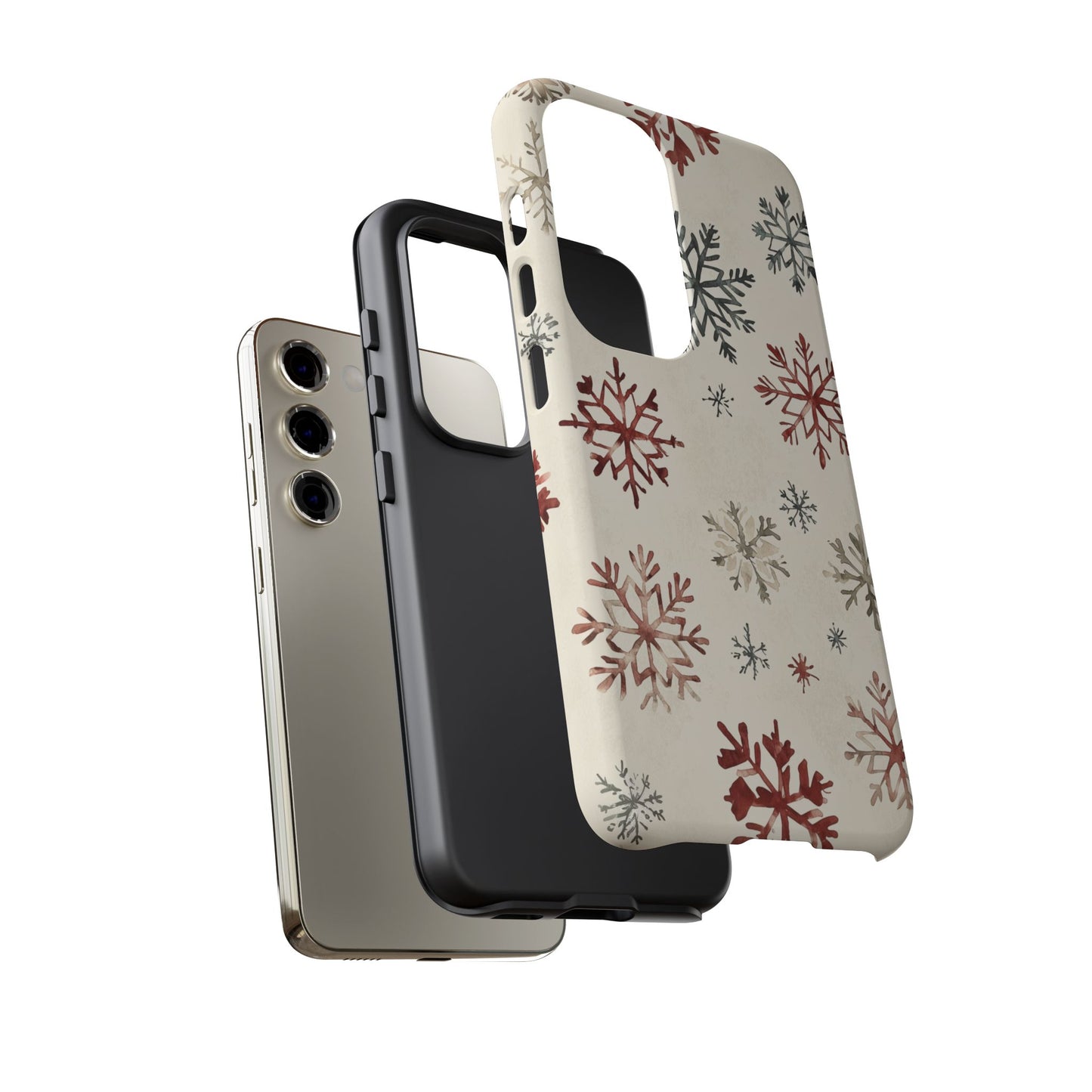 Vintage Red and Gray Snowflake Pattern – Samsung Galaxy Series Case