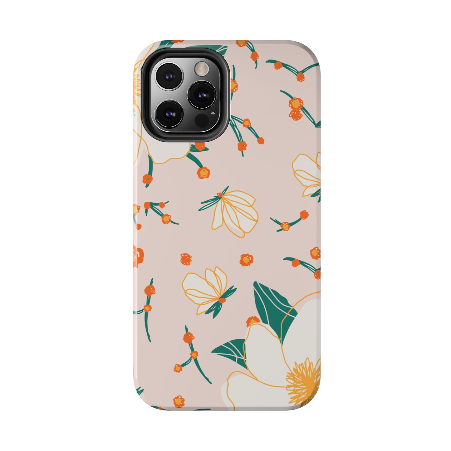 Elegant Magnolia Blossom Tough iPhone Case – Soft Blush Background, Shock - Resistant Design - BOGO Cases