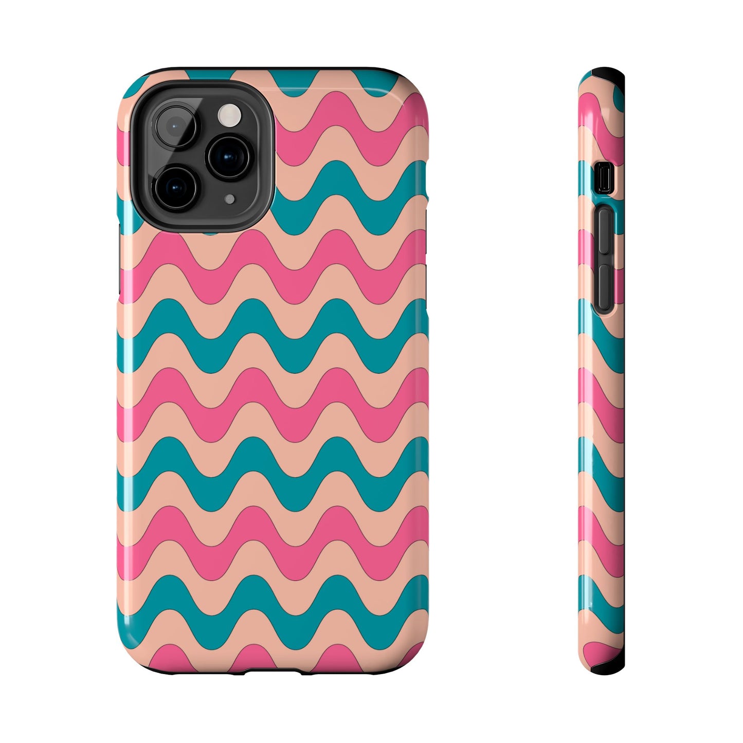 Retro Waves Pattern iPhone Case – Shockproof Design with Dual-Layer Protection